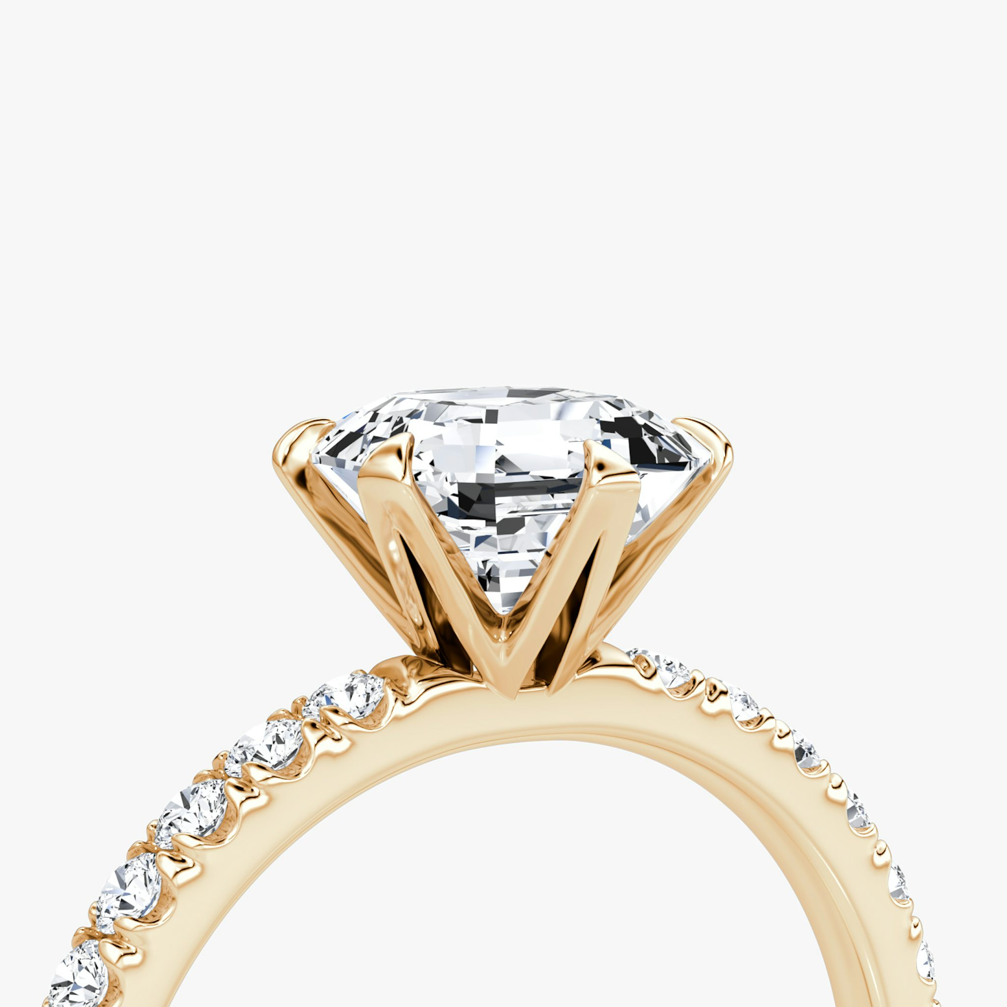 The V | Asscher | 14k | Rose Gold | bandAccent: Pavé | diamondOrientation: vertical | caratWeight: other