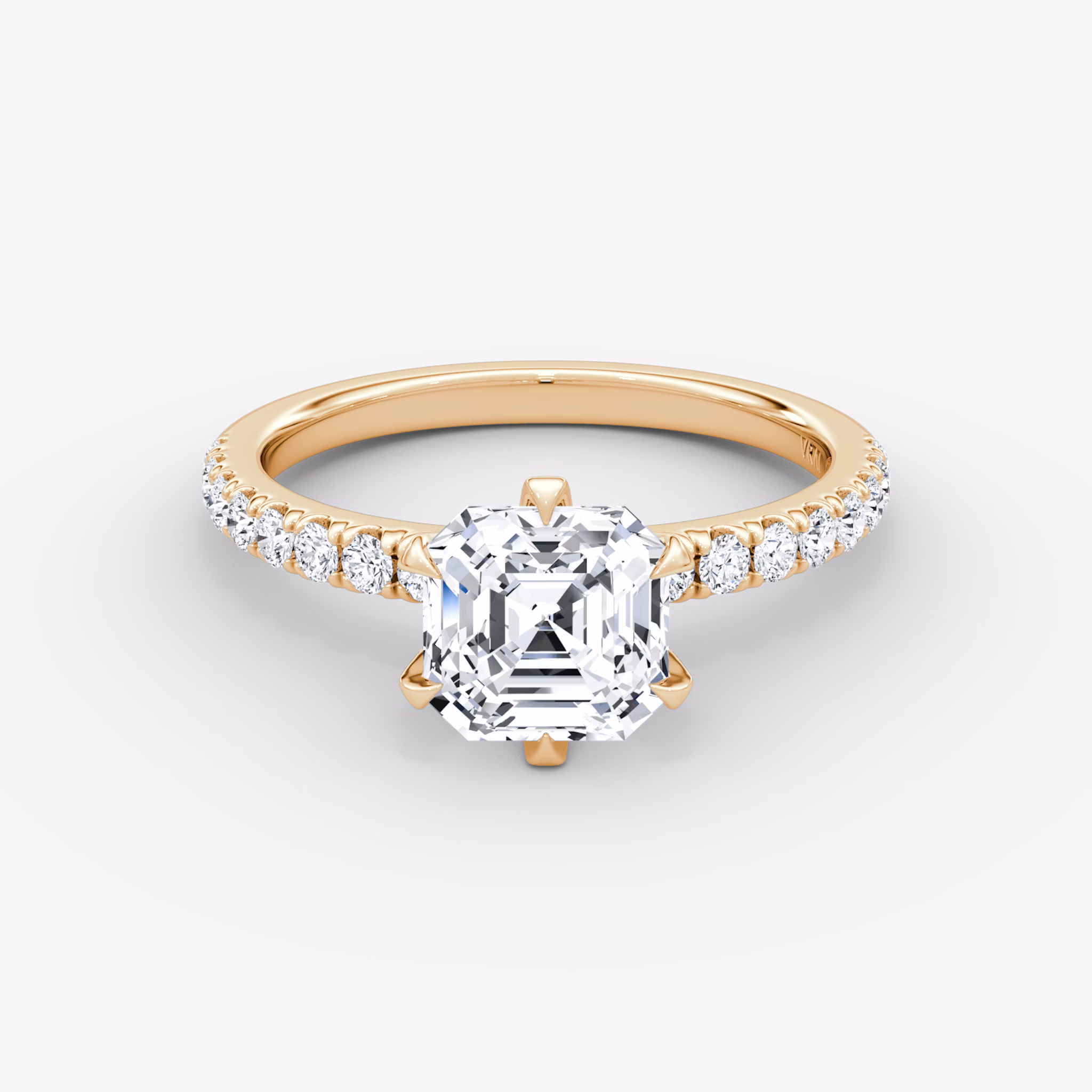 The V | Asscher | 14k | Rose Gold | bandAccent: Pavé | diamondOrientation: vertical | caratWeight: other