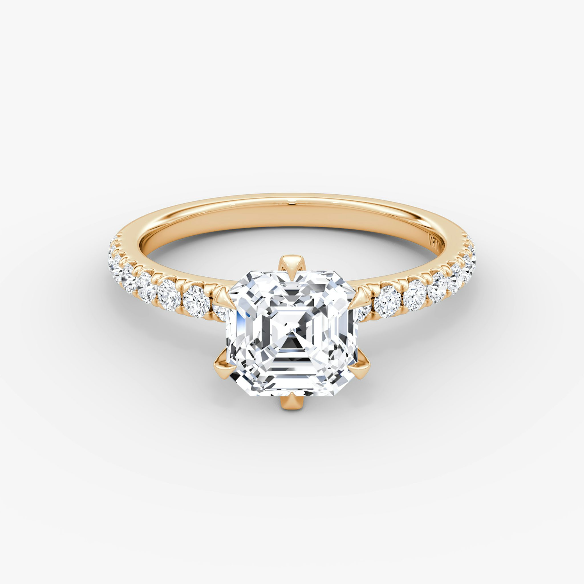 The V | Asscher | 14k | Rose Gold | bandAccent: Pavé | diamondOrientation: vertical | caratWeight: other
