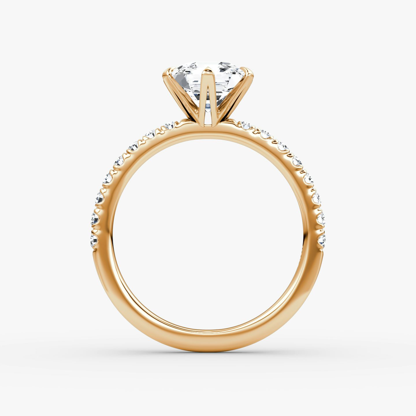 The V | Asscher | 14k | Rose Gold | bandAccent: Pavé | diamondOrientation: vertical | caratWeight: other