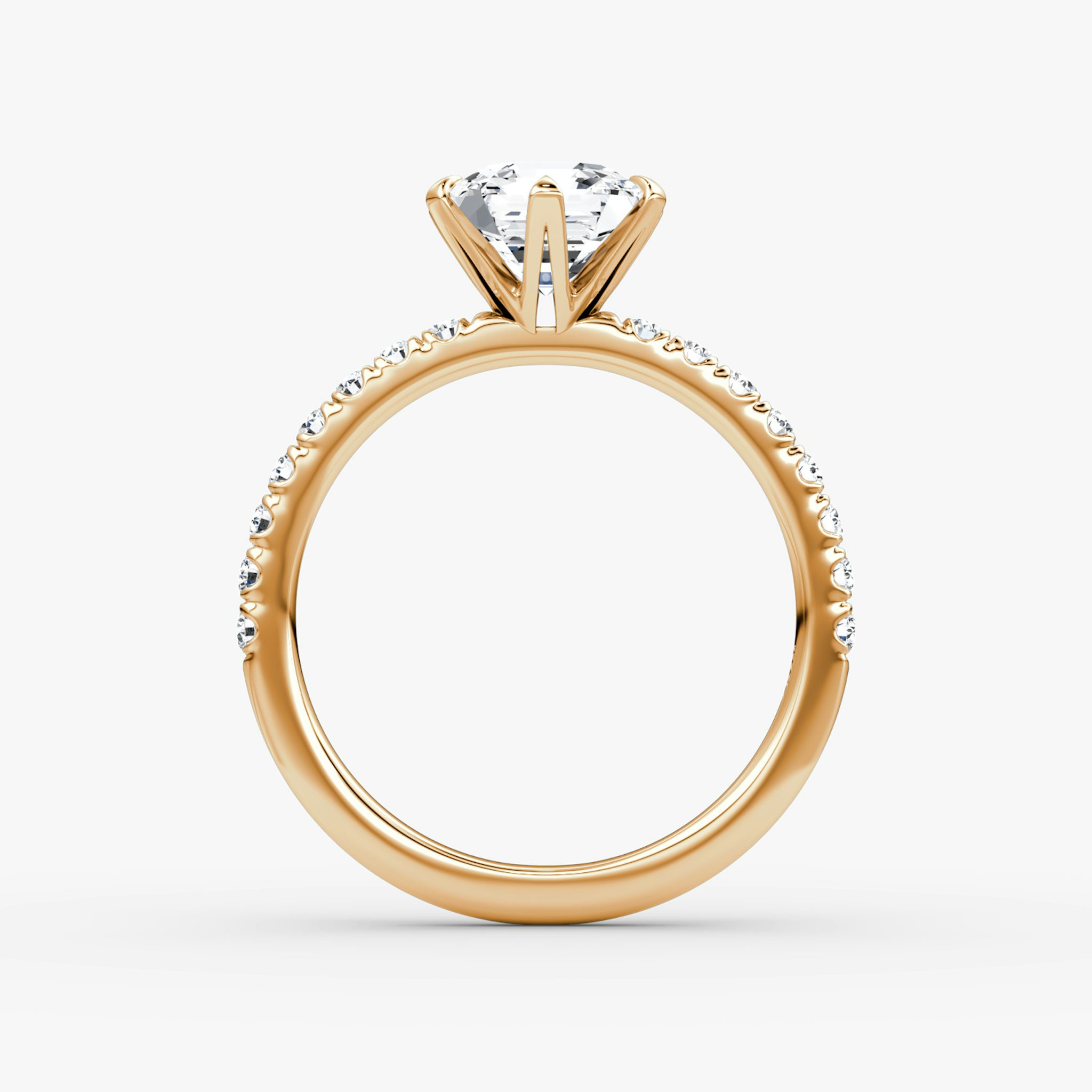 The V | Asscher | 14k | Rose Gold | bandAccent: Pavé | diamondOrientation: vertical | caratWeight: other