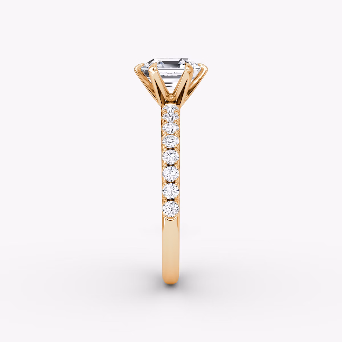 The V | Asscher | 14k | Rose Gold | bandAccent: Pavé | diamondOrientation: vertical | caratWeight: other