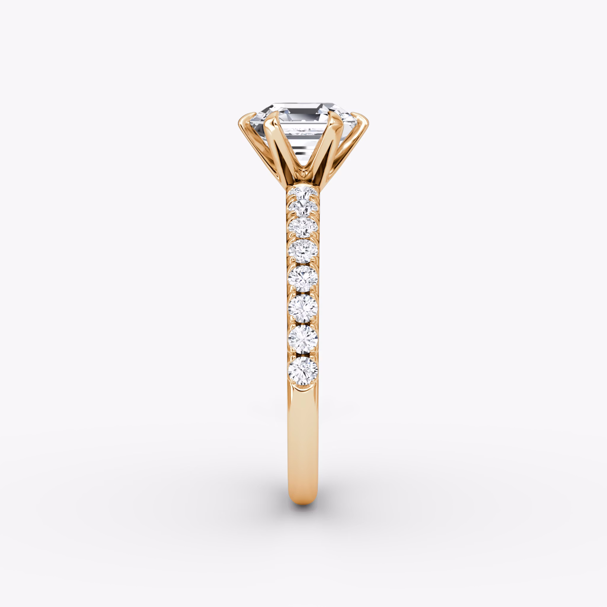 The V | Asscher | 14k | Rose Gold | bandAccent: Pavé | diamondOrientation: vertical | caratWeight: other