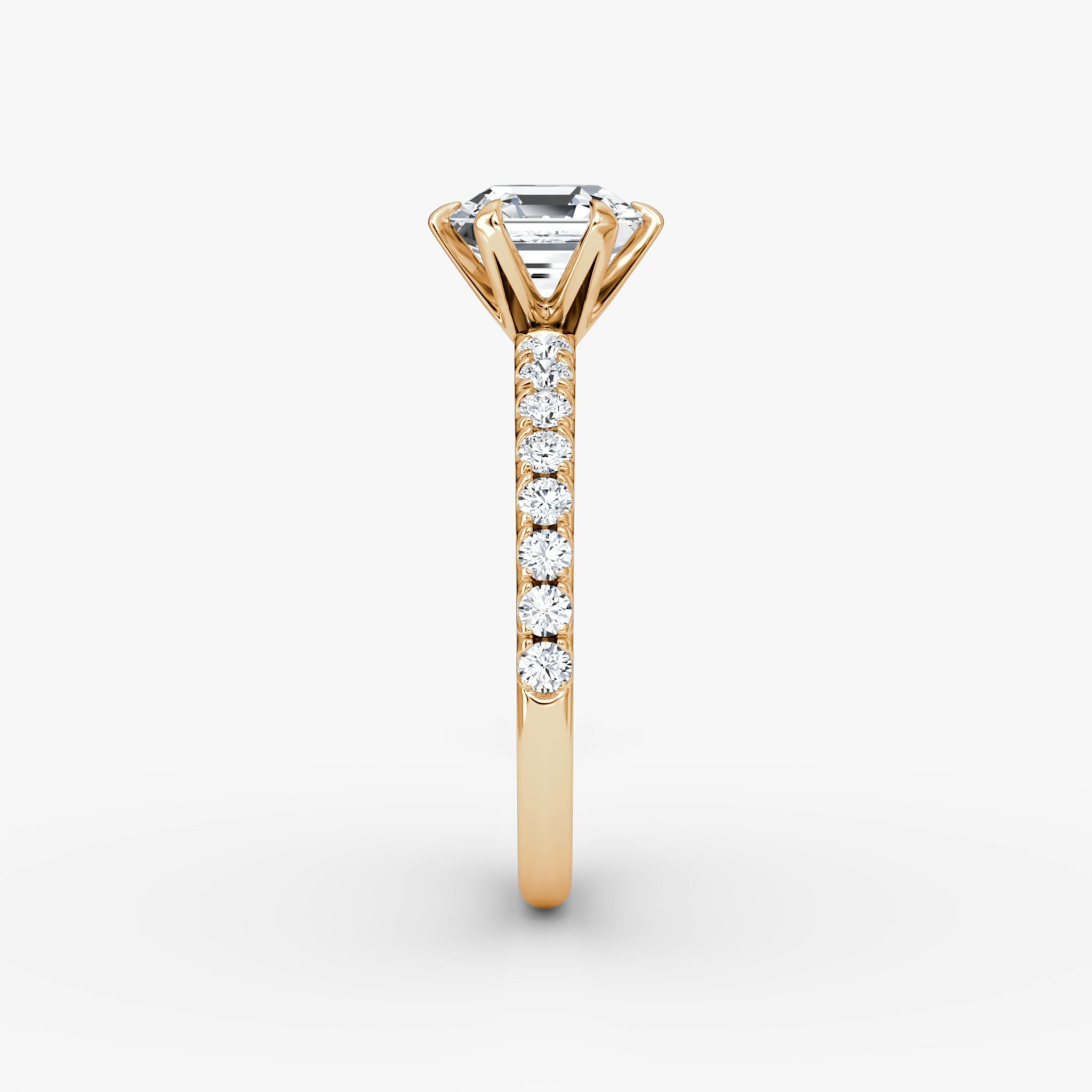 The V | Asscher | 14k | Rose Gold | bandAccent: Pavé | diamondOrientation: vertical | caratWeight: other