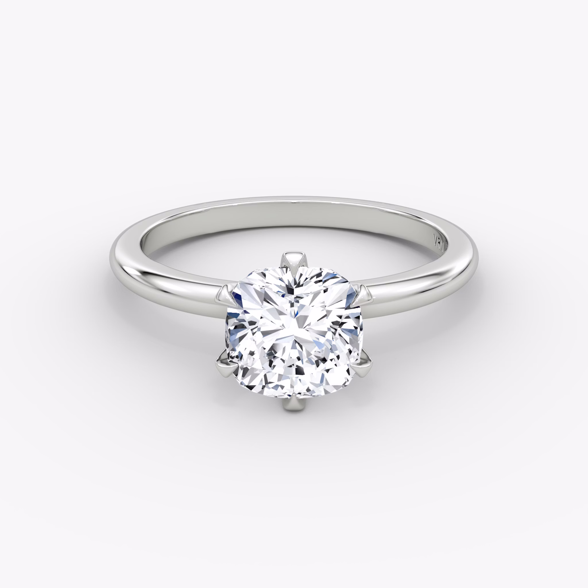 The V | Cushion | 18k | White Gold | bandAccent: Plain | diamondOrientation: vertical | caratWeight: other