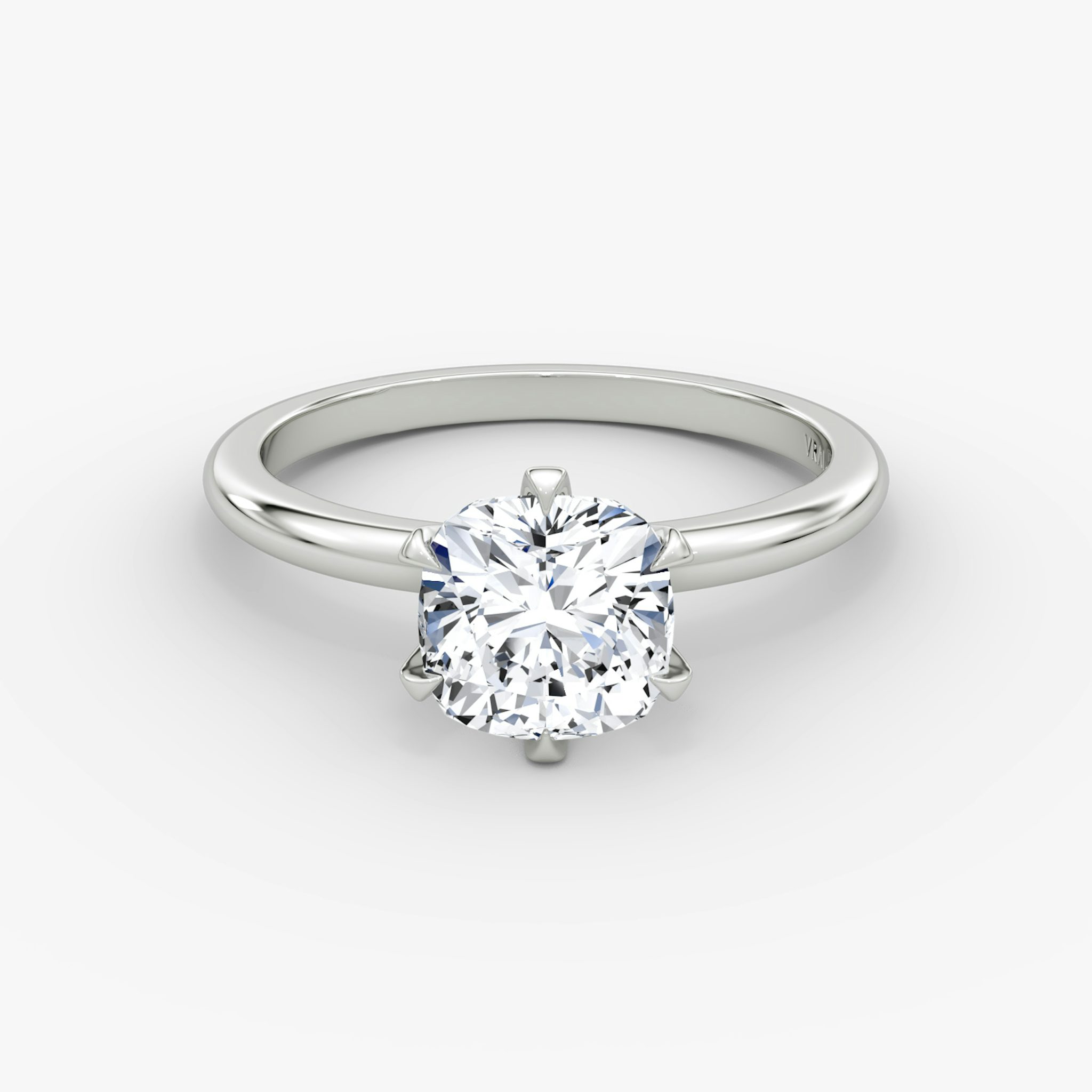 The V | Cushion | 18k | White Gold | bandAccent: Plain | diamondOrientation: vertical | caratWeight: other
