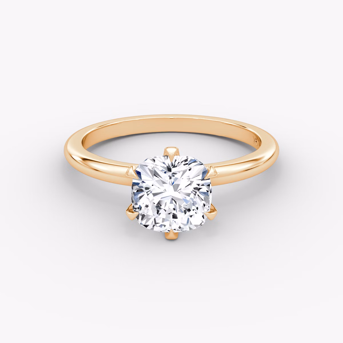 The V | Cushion | 14k | Rose Gold | bandAccent: Plain | diamondOrientation: vertical | caratWeight: other