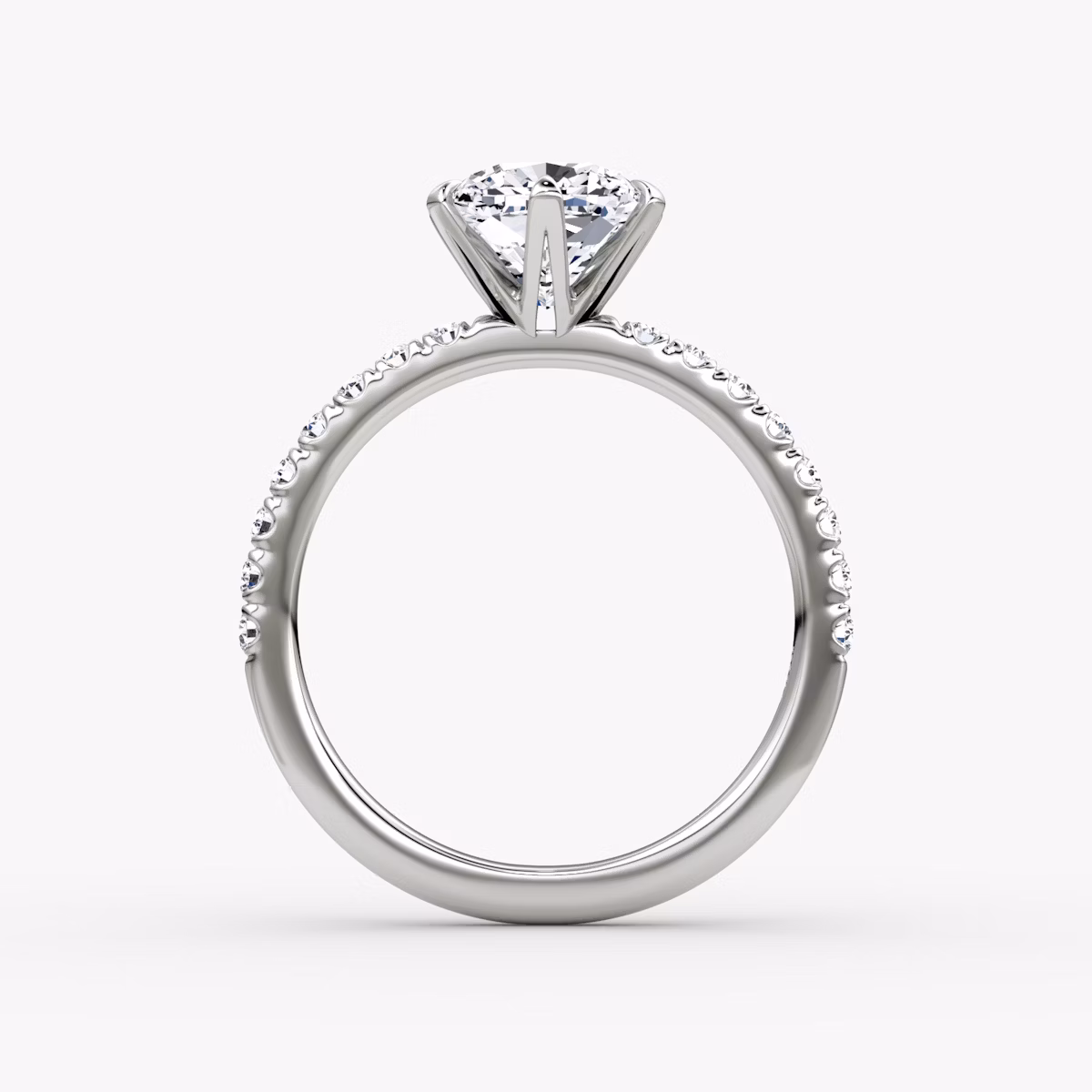 The V | Cushion | 18k | White Gold | bandAccent: Pavé | diamondOrientation: vertical | caratWeight: other