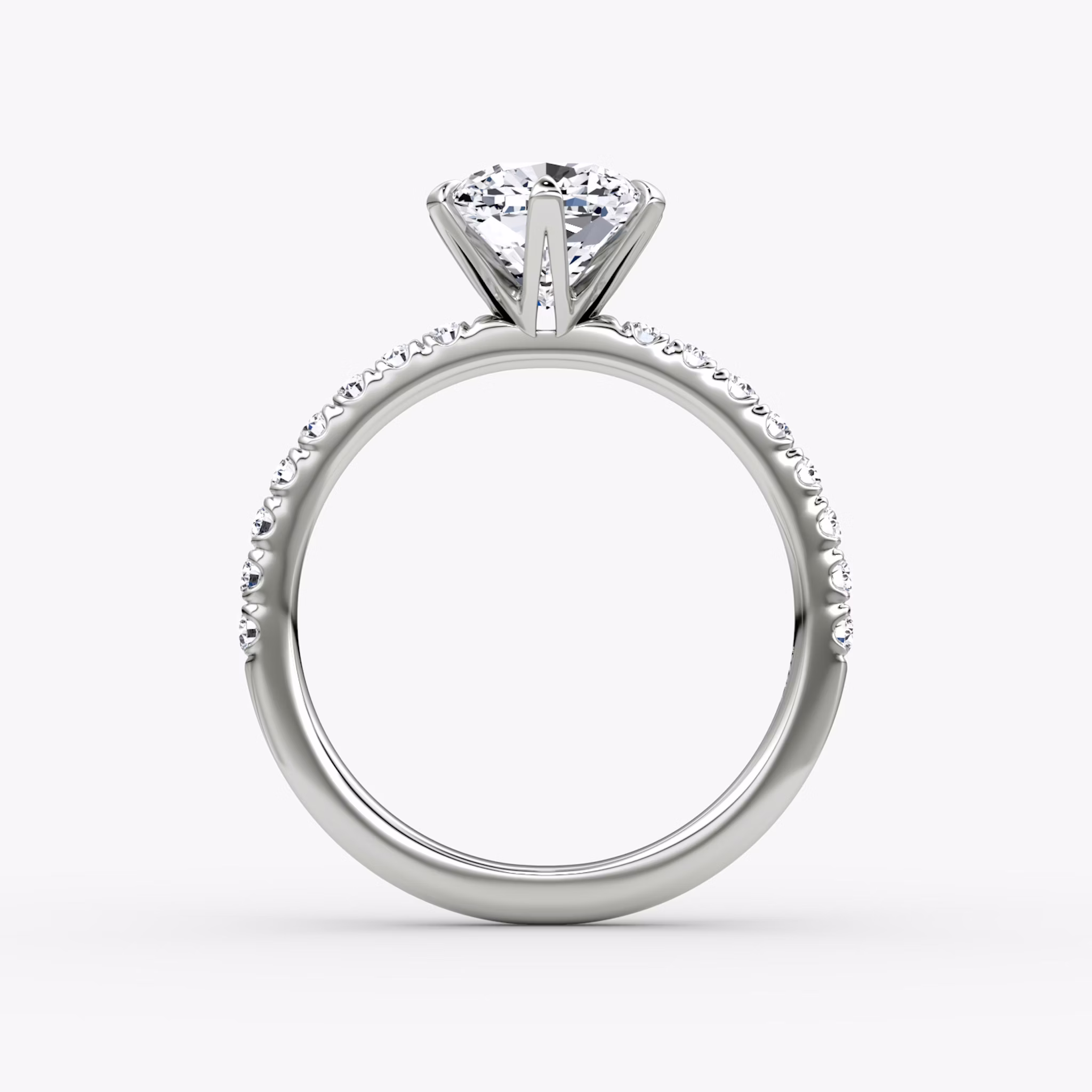 The V | Cushion | 18k | White Gold | bandAccent: Pavé | diamondOrientation: vertical | caratWeight: other