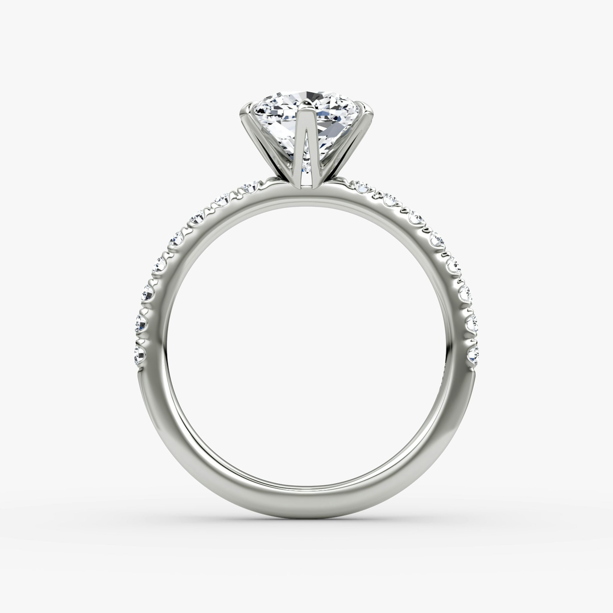 The V | Cushion | 18k | White Gold | bandAccent: Pavé | diamondOrientation: vertical | caratWeight: other