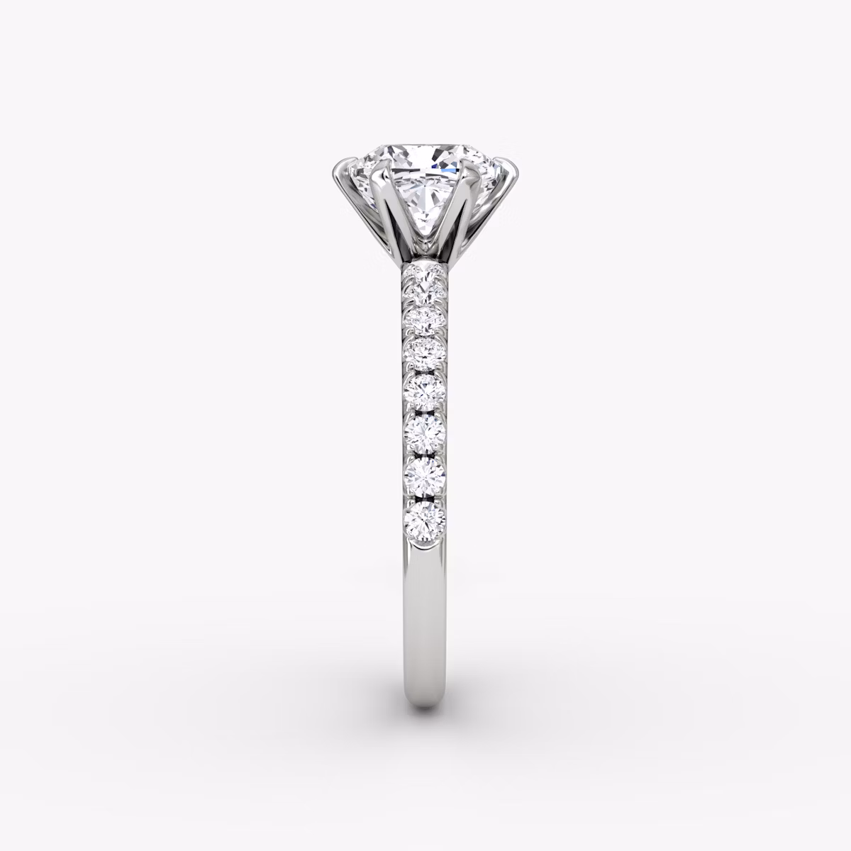 The V | Cushion | 18k | White Gold | bandAccent: Pavé | diamondOrientation: vertical | caratWeight: other
