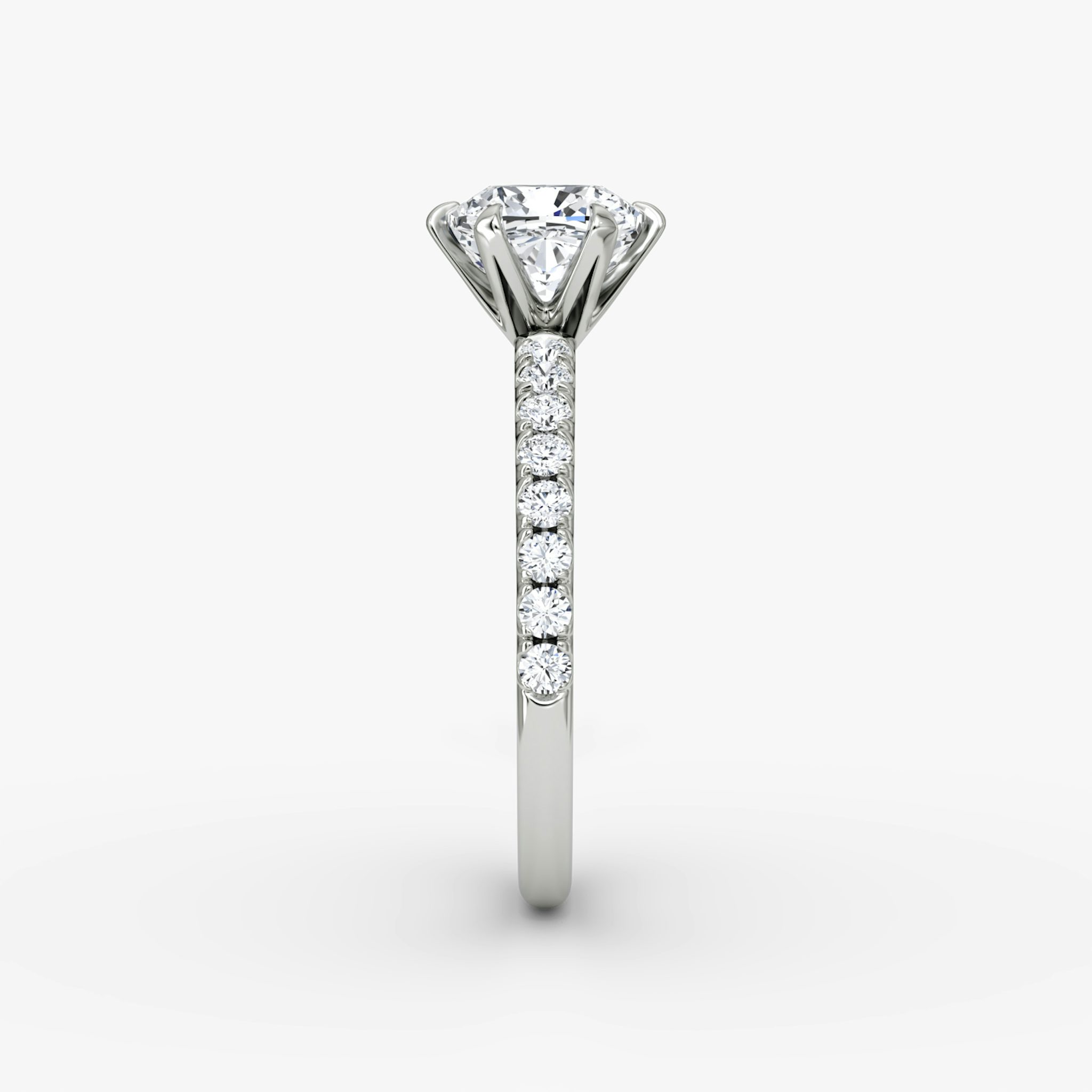 The V | Cushion | 18k | White Gold | bandAccent: Pavé | diamondOrientation: vertical | caratWeight: other
