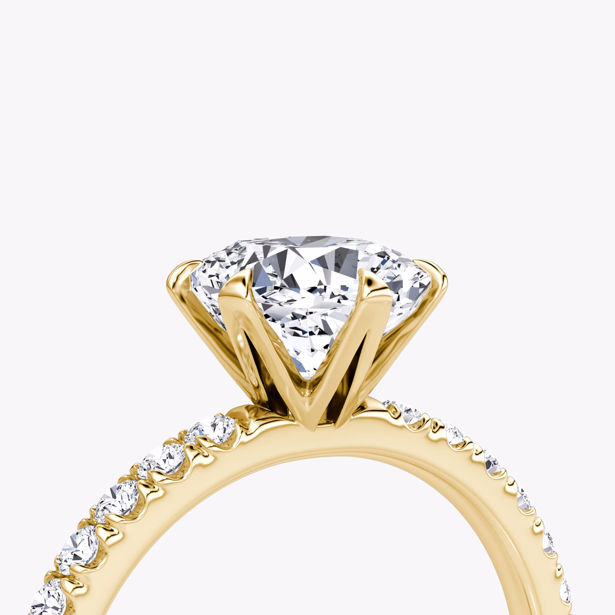 The V | Cushion | 18k | Yellow Gold | bandAccent: Pavé | diamondOrientation: vertical | caratWeight: other