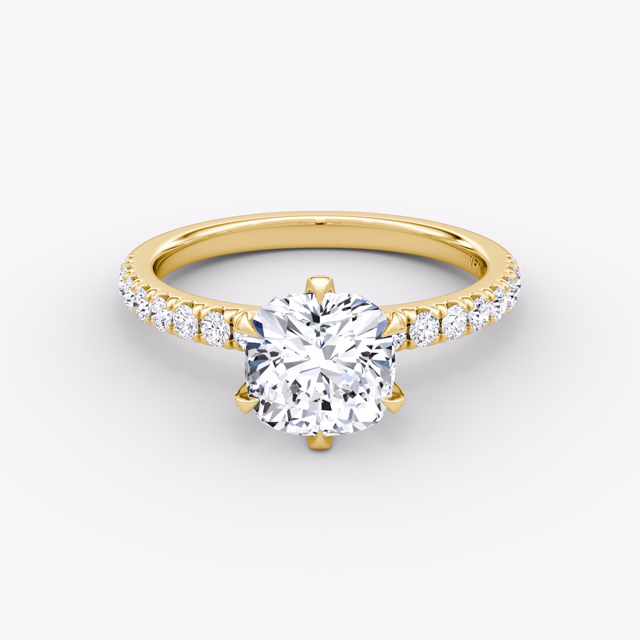 The V | Cushion | 18k | Yellow Gold | bandAccent: Pavé | diamondOrientation: vertical | caratWeight: other