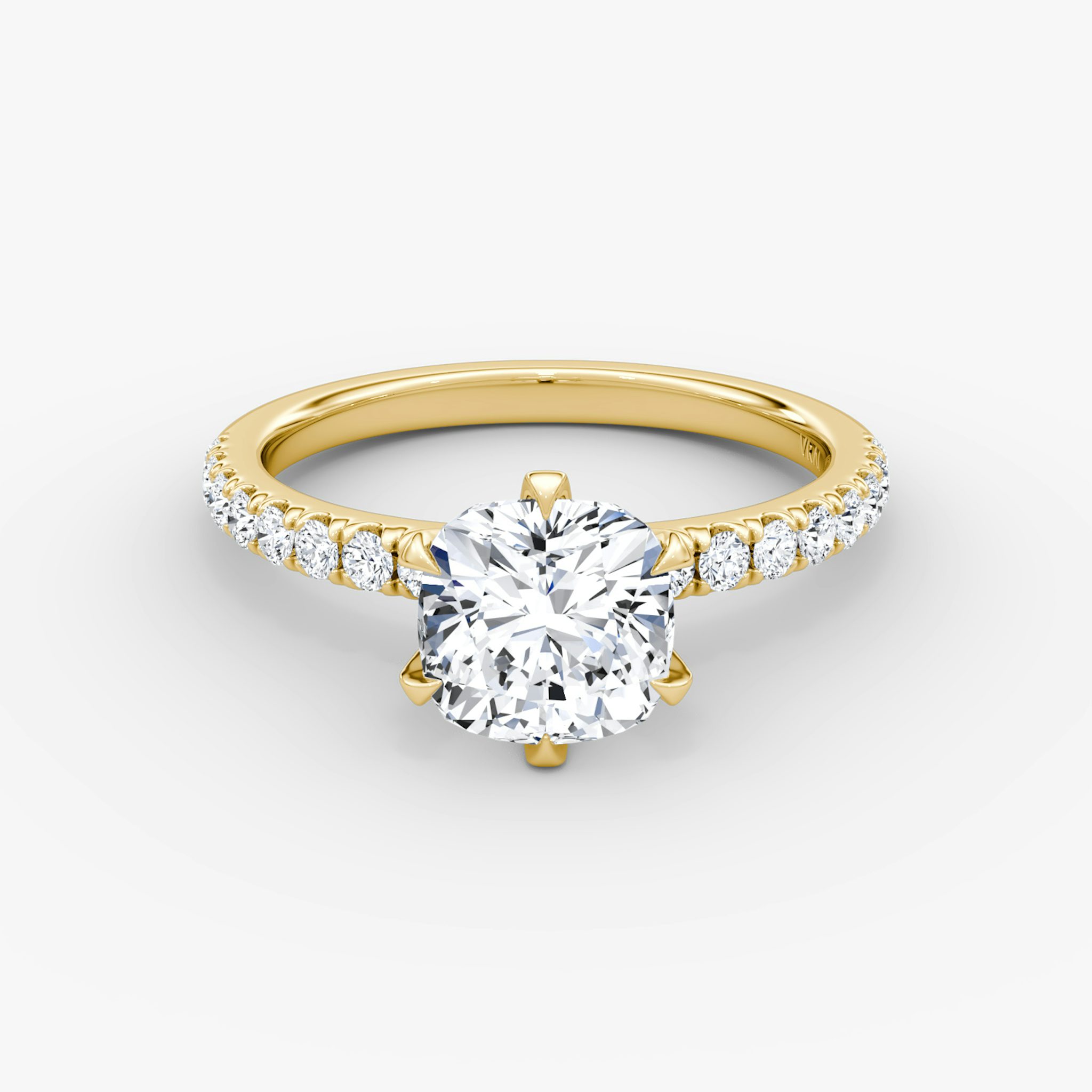 The V | Cushion | 18k | Yellow Gold | bandAccent: Pavé | diamondOrientation: vertical | caratWeight: other