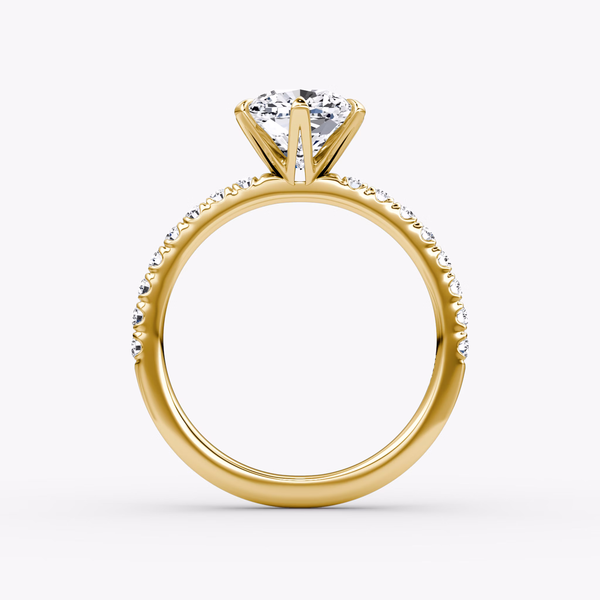 The V | Cushion | 18k | Yellow Gold | bandAccent: Pavé | diamondOrientation: vertical | caratWeight: other
