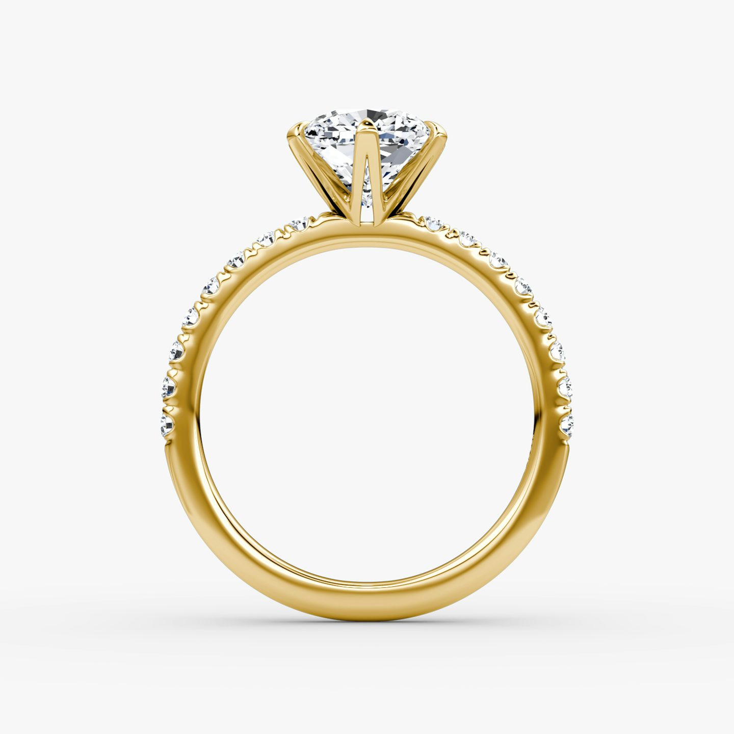 The V | Cushion | 18k | Yellow Gold | bandAccent: Pavé | diamondOrientation: vertical | caratWeight: other