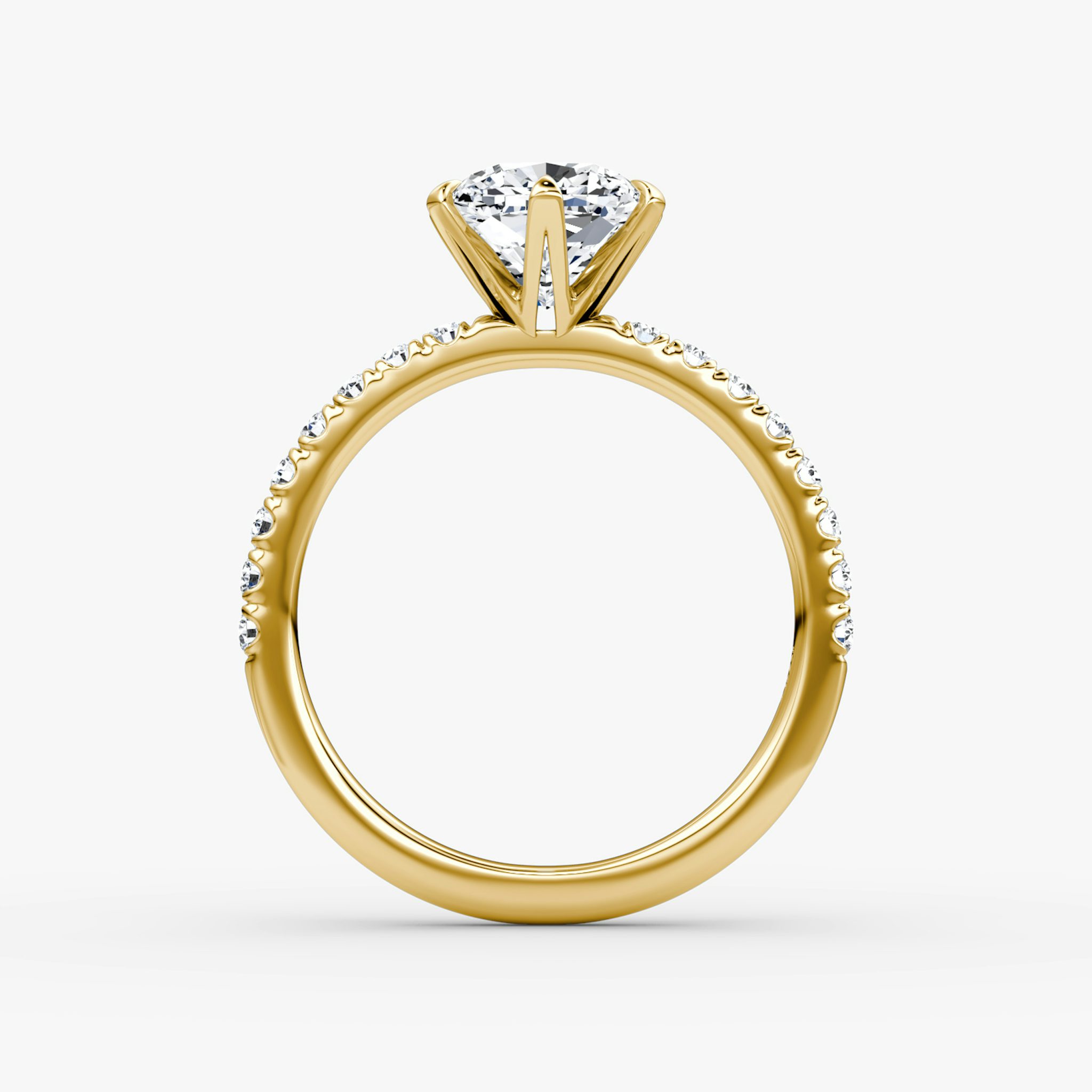The V | Cushion | 18k | Yellow Gold | bandAccent: Pavé | diamondOrientation: vertical | caratWeight: other