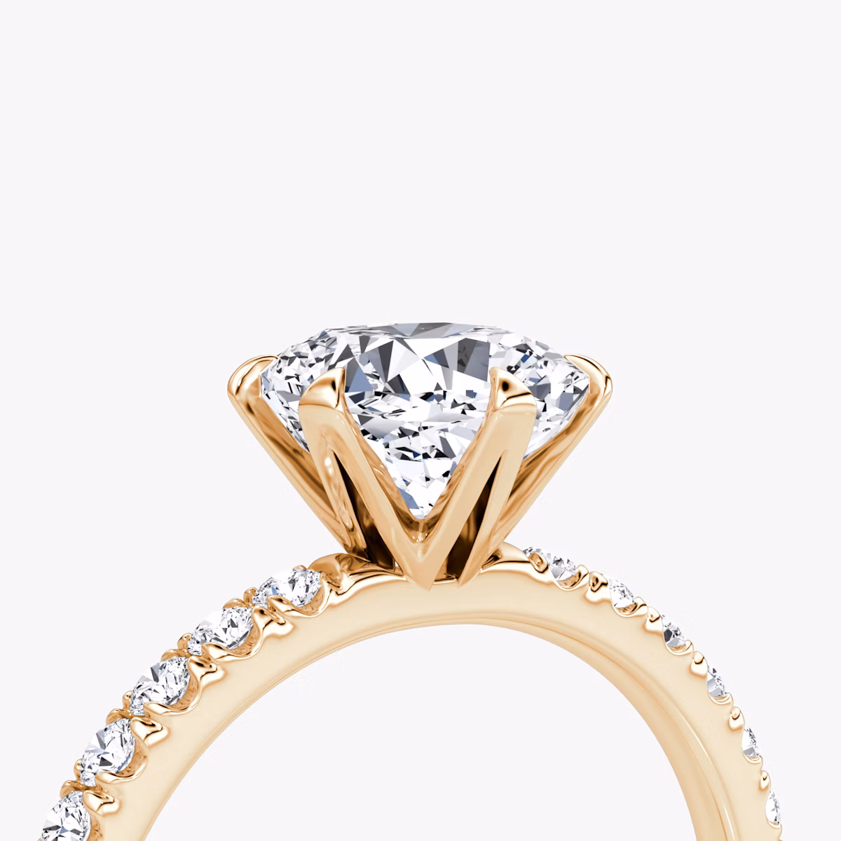The V | Cushion | 14k | Rose Gold | bandAccent: Pavé | diamondOrientation: vertical | caratWeight: other