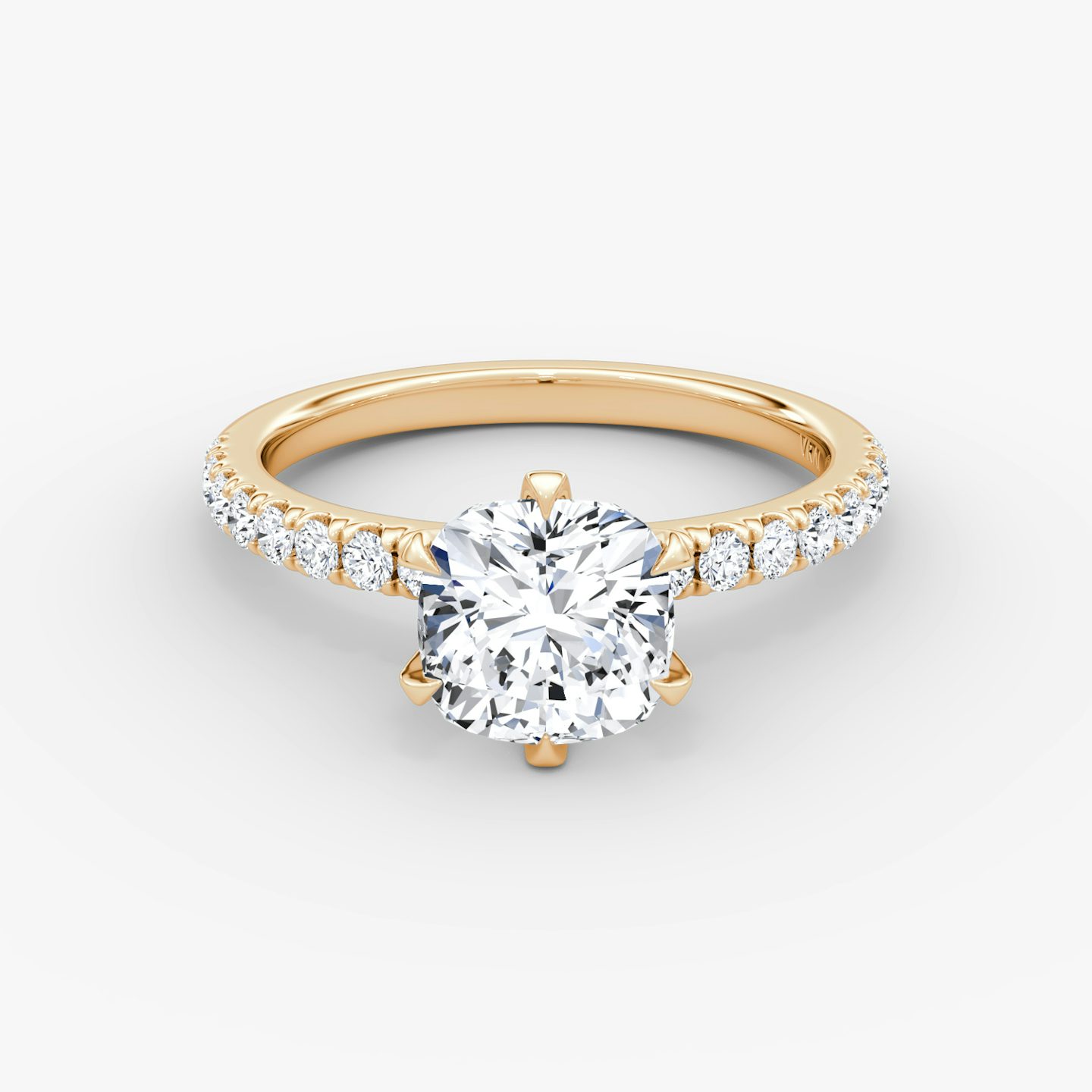 The V | Cushion | 14k | Rose Gold | bandAccent: Pavé | diamondOrientation: vertical | caratWeight: other