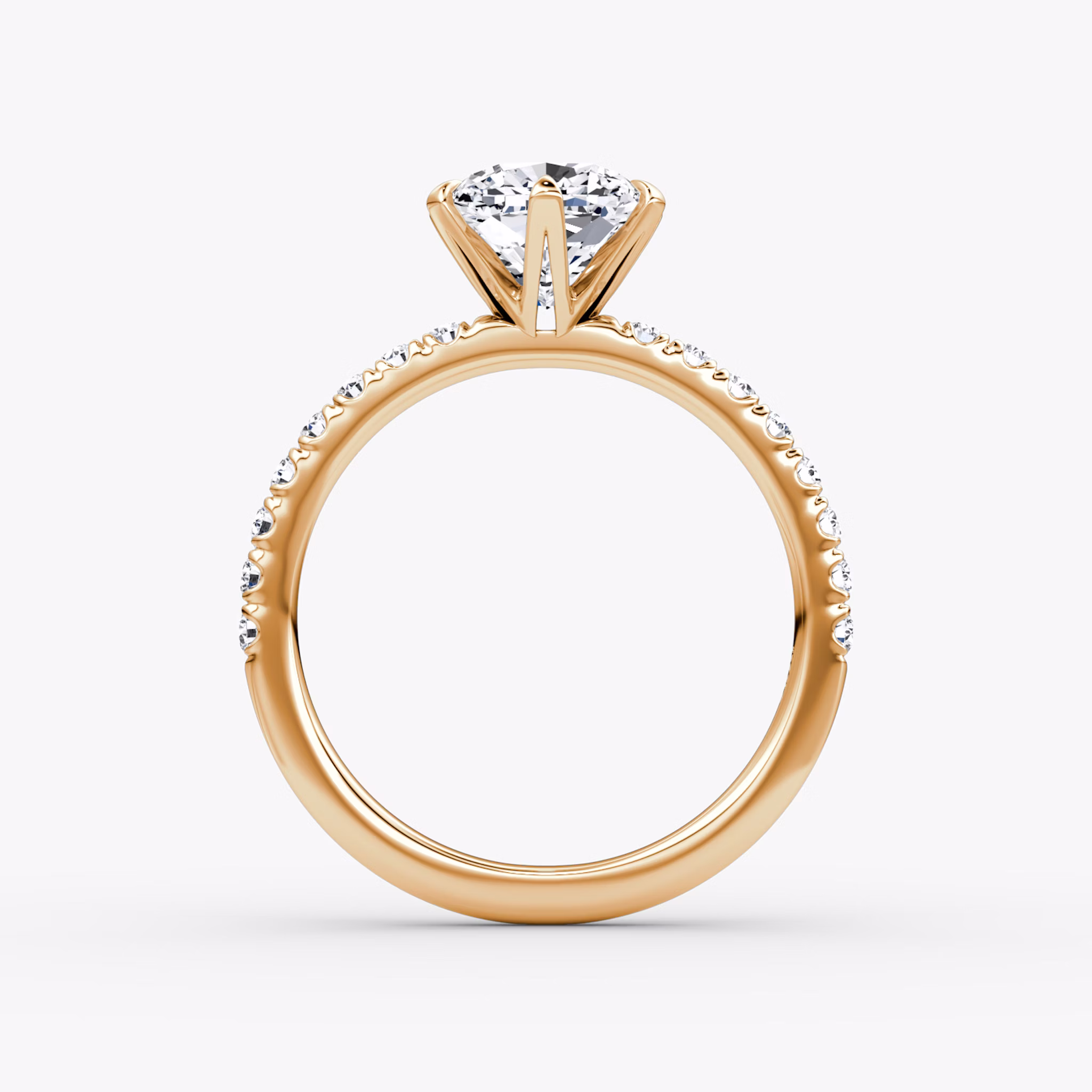 The V | Cushion | 14k | Rose Gold | bandAccent: Pavé | diamondOrientation: vertical | caratWeight: other