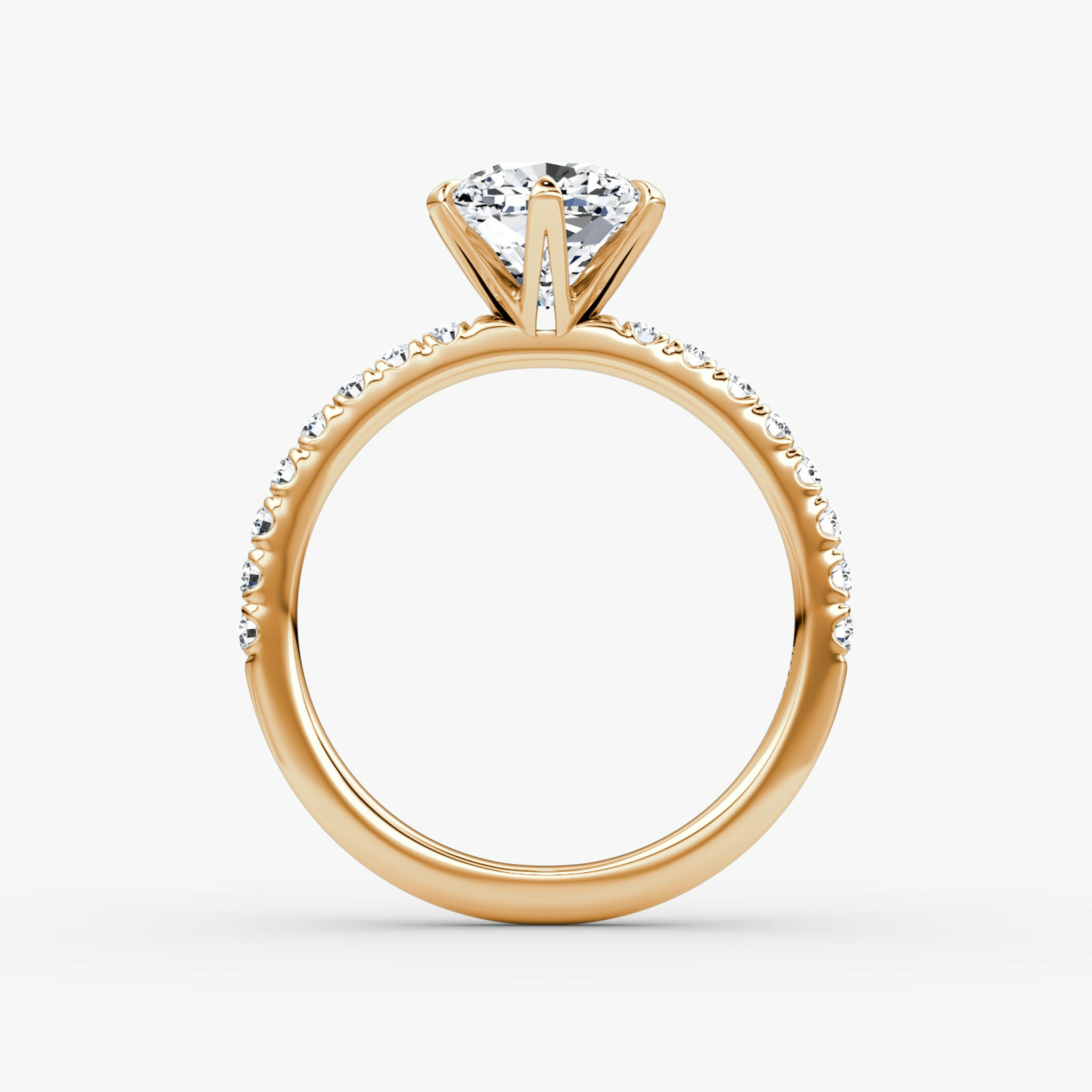 The V | Cushion | 14k | Rose Gold | bandAccent: Pavé | diamondOrientation: vertical | caratWeight: other