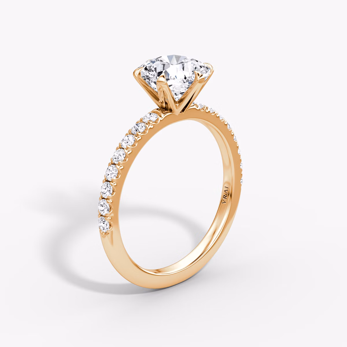 The V | Cushion | 14k | Rose Gold | bandAccent: Pavé | diamondOrientation: vertical | caratWeight: other