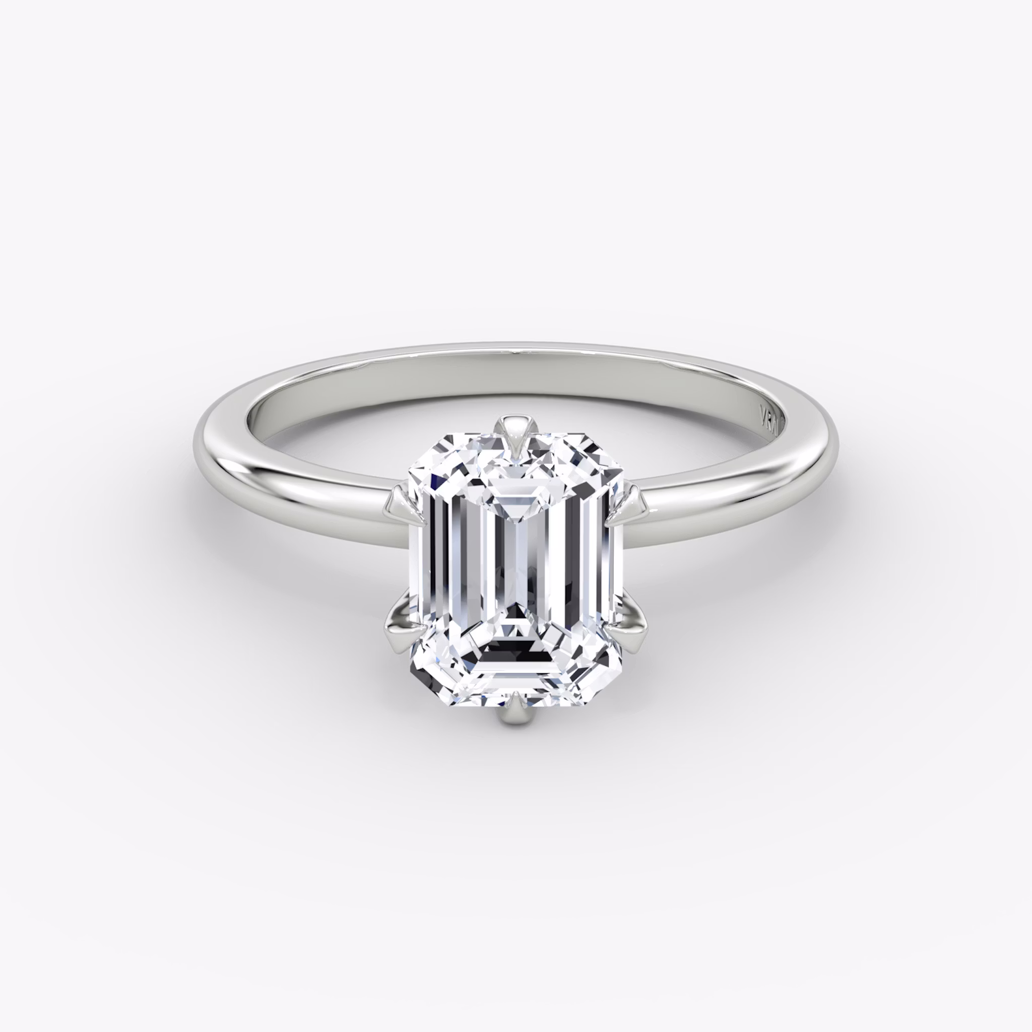 The V | Emerald | Platinum | bandAccent: Plain | diamondOrientation: vertical | caratWeight: other