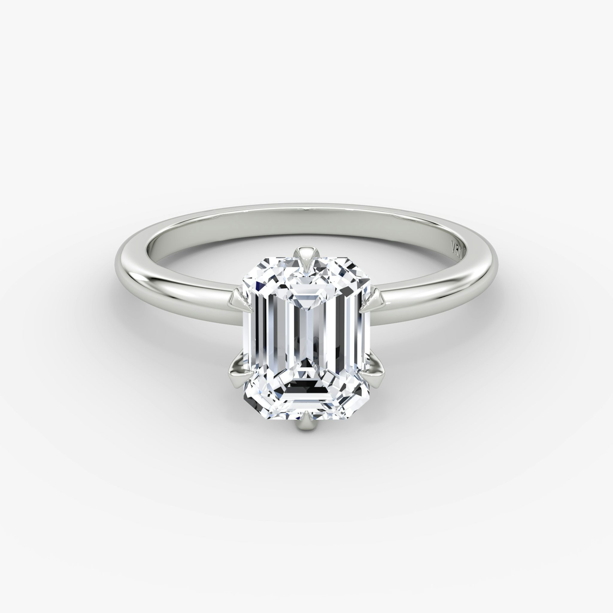The V | Emerald | Platinum | bandAccent: Plain | diamondOrientation: vertical | caratWeight: other