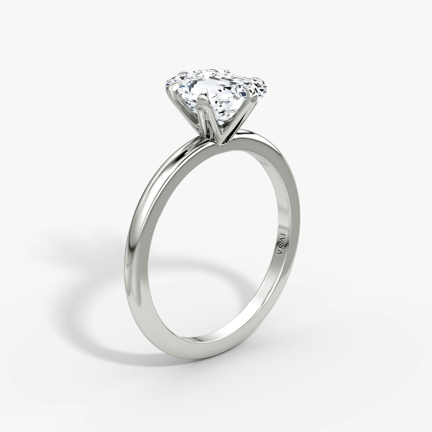 The V | Emerald | Platinum | bandAccent: Plain | diamondOrientation: vertical | caratWeight: other