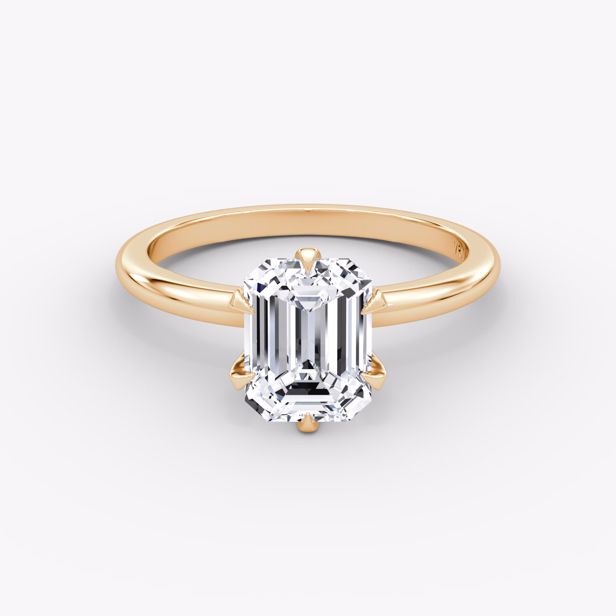 The V | Emerald | 14k | Rose Gold | bandAccent: Plain | diamondOrientation: vertical | caratWeight: other