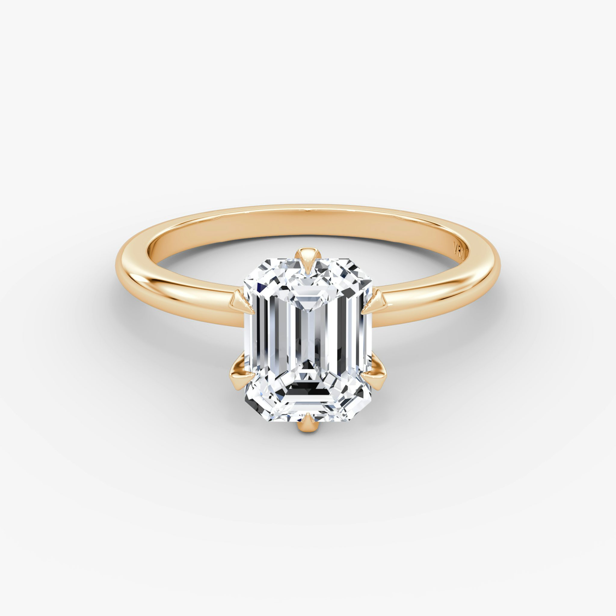 The V | Emerald | 14k | Rose Gold | bandAccent: Plain | diamondOrientation: vertical | caratWeight: other