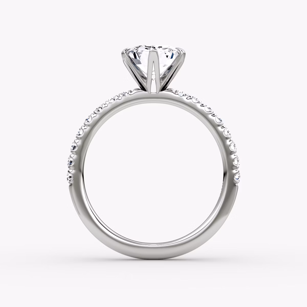 The V | Emerald | 18k | White Gold | bandAccent: Pavé | diamondOrientation: vertical | caratWeight: other
