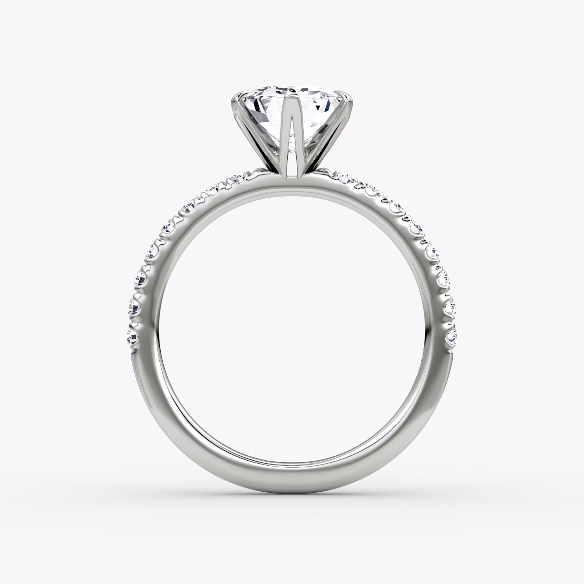 The V | Emerald | Platinum | bandAccent: Pavé | diamondOrientation: vertical | caratWeight: other