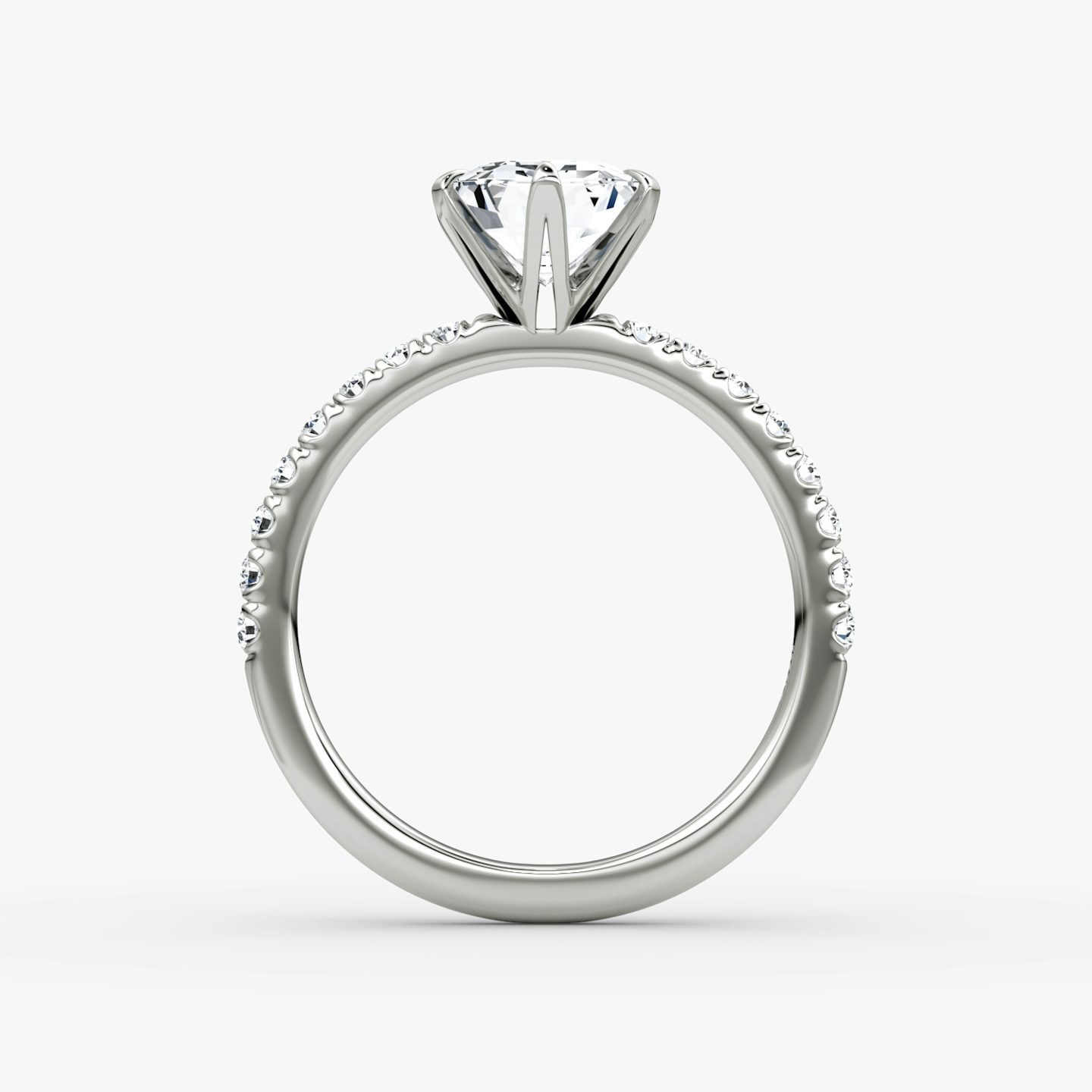 The V | Emerald | 18k | White Gold | bandAccent: Pavé | diamondOrientation: vertical | caratWeight: other