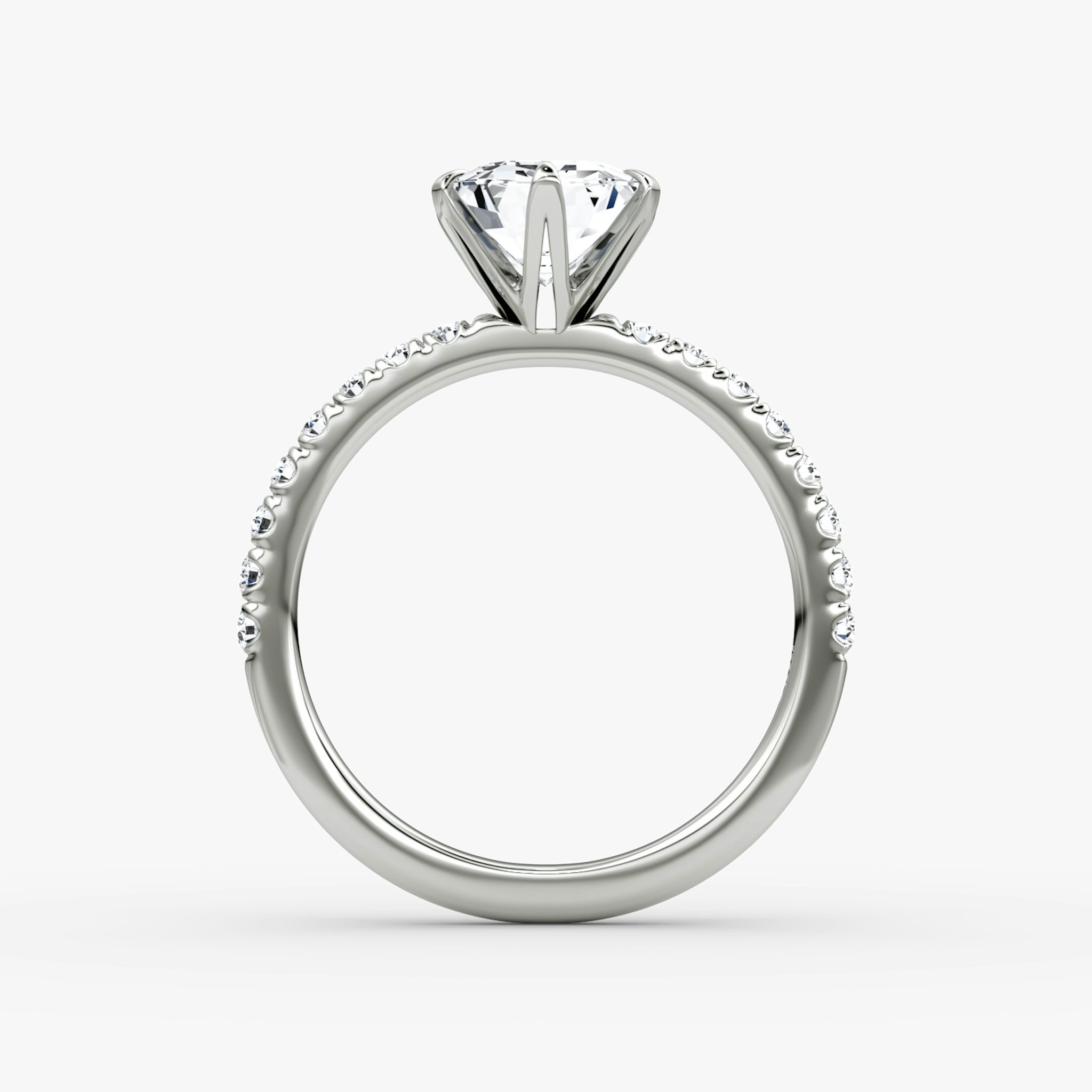 The V | Emerald | Platinum | bandAccent: Pavé | diamondOrientation: vertical | caratWeight: other