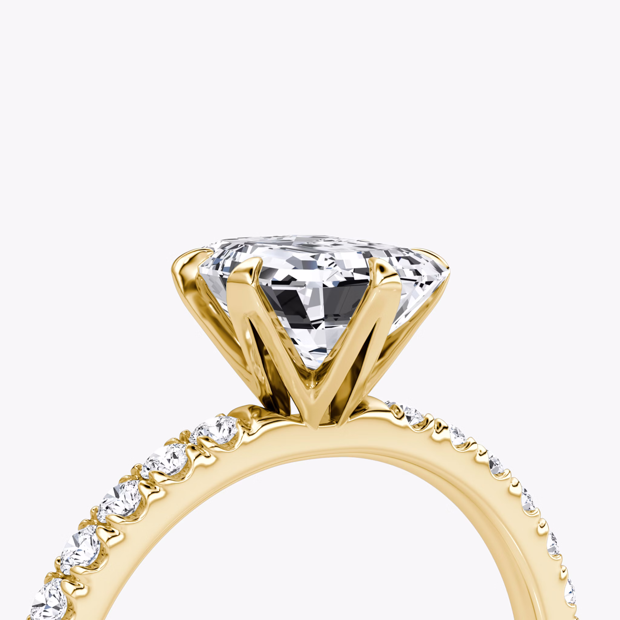 The V | Emerald | 18k | Yellow Gold | bandAccent: Pavé | diamondOrientation: vertical | caratWeight: other