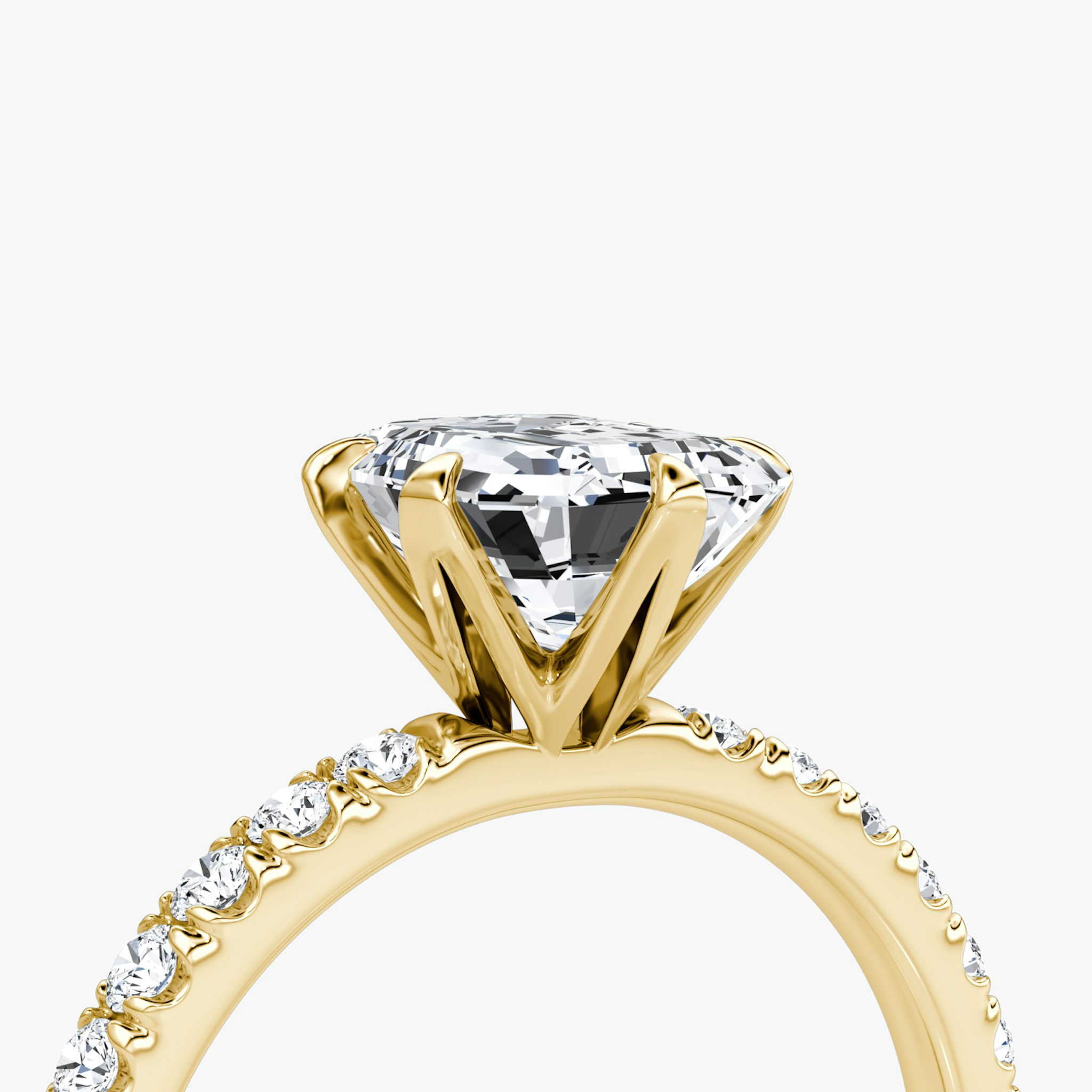 The V | Emerald | 18k | Yellow Gold | bandAccent: Pavé | diamondOrientation: vertical | caratWeight: other