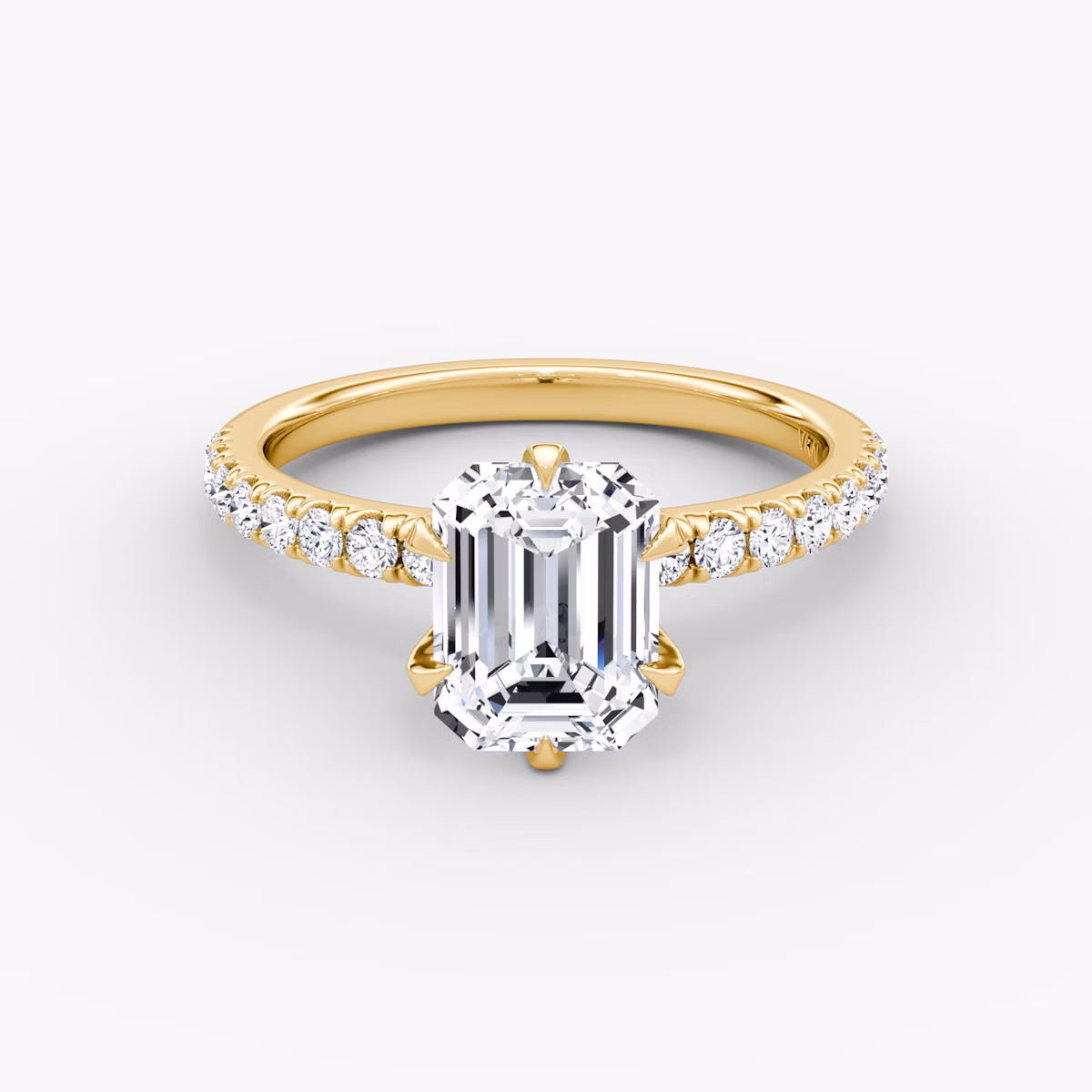 The V | Emerald | 18k | Yellow Gold | bandAccent: Pavé | diamondOrientation: vertical | caratWeight: other