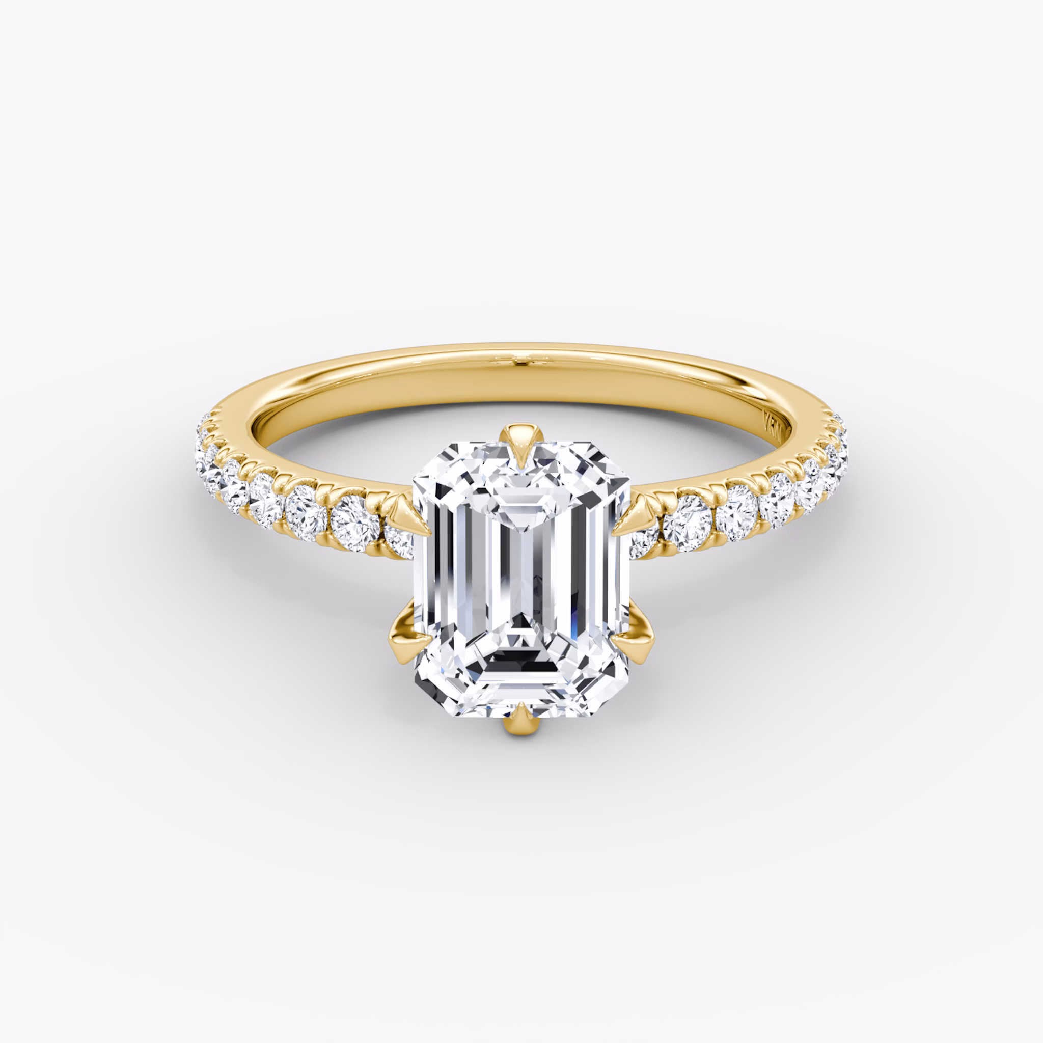 The V | Emerald | 18k | Yellow Gold | bandAccent: Pavé | diamondOrientation: vertical | caratWeight: other
