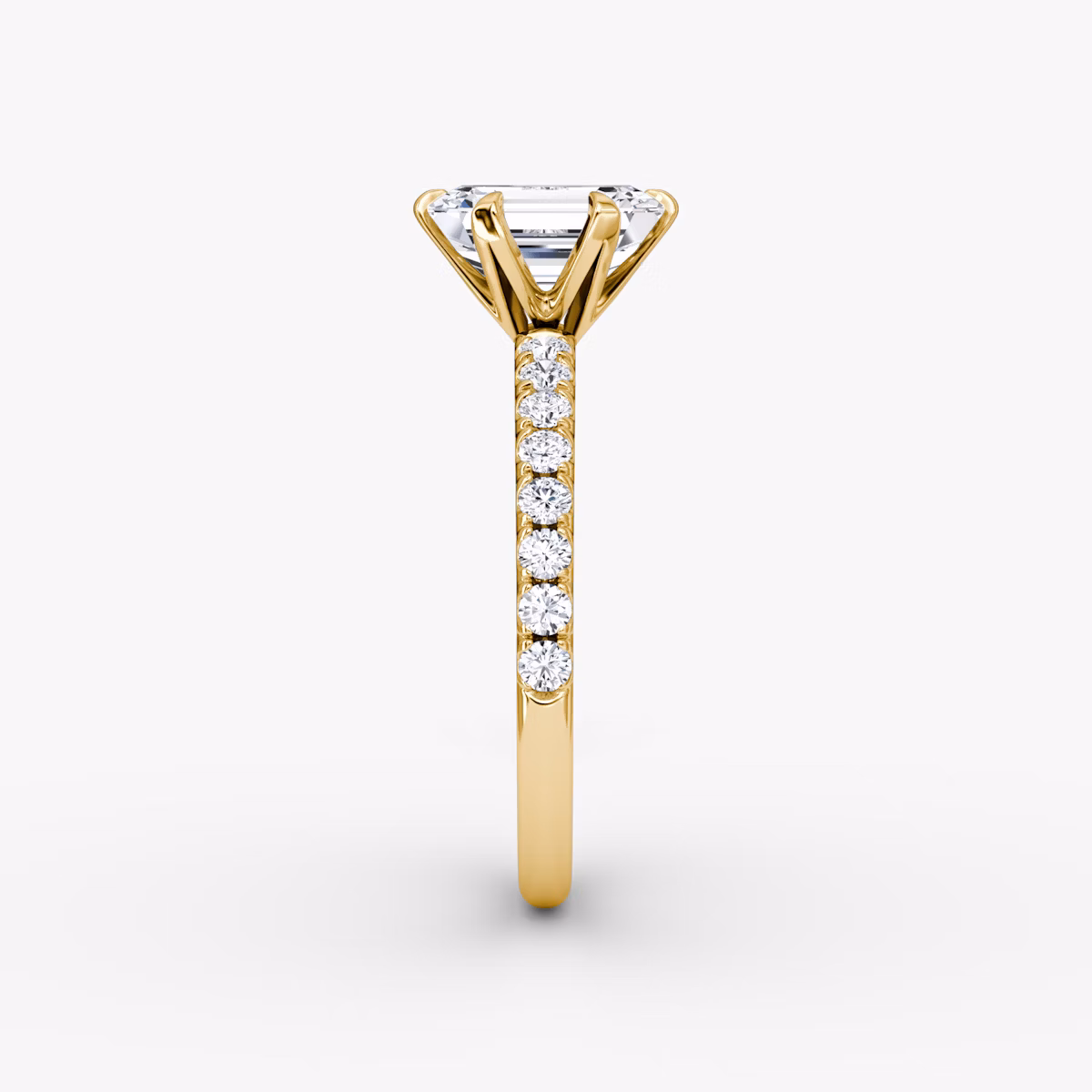 The V | Emerald | 18k | Yellow Gold | bandAccent: Pavé | diamondOrientation: vertical | caratWeight: other