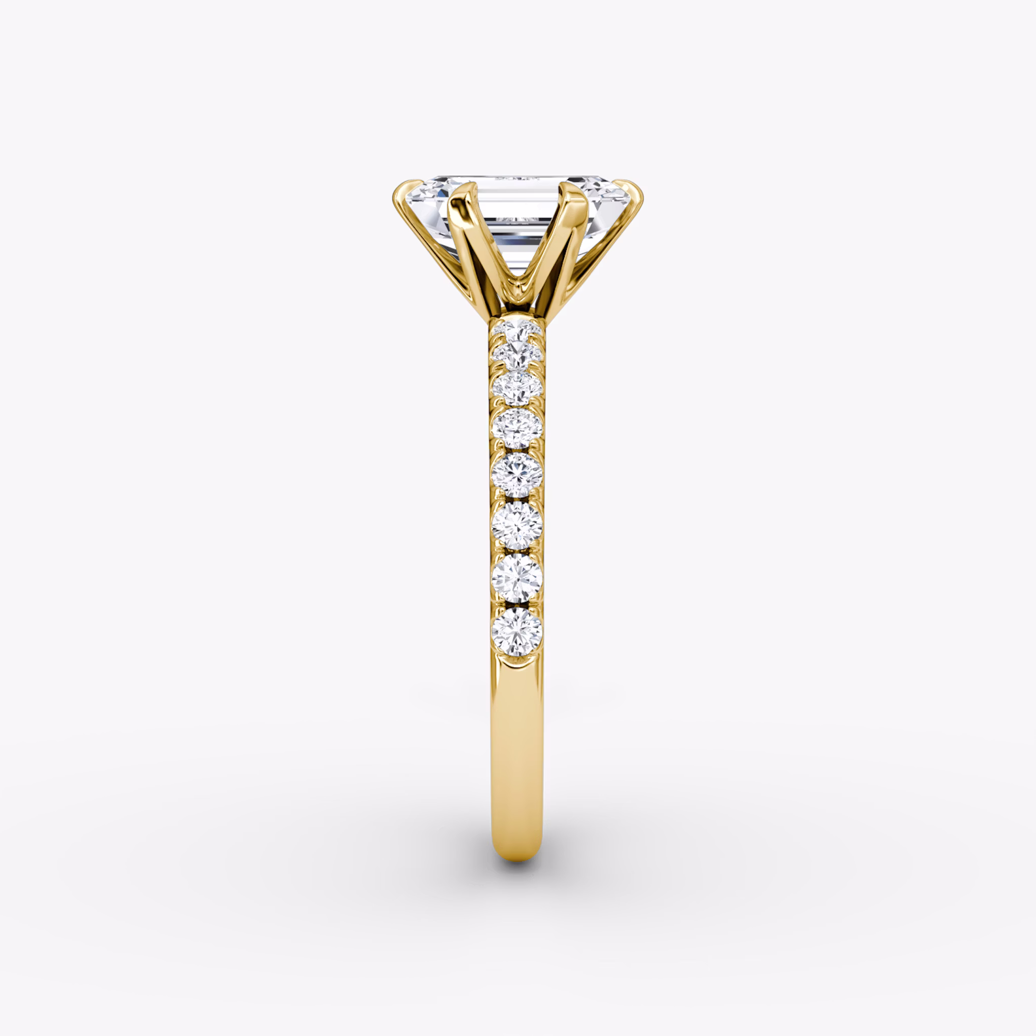 The V | Emerald | 18k | Yellow Gold | bandAccent: Pavé | diamondOrientation: vertical | caratWeight: other