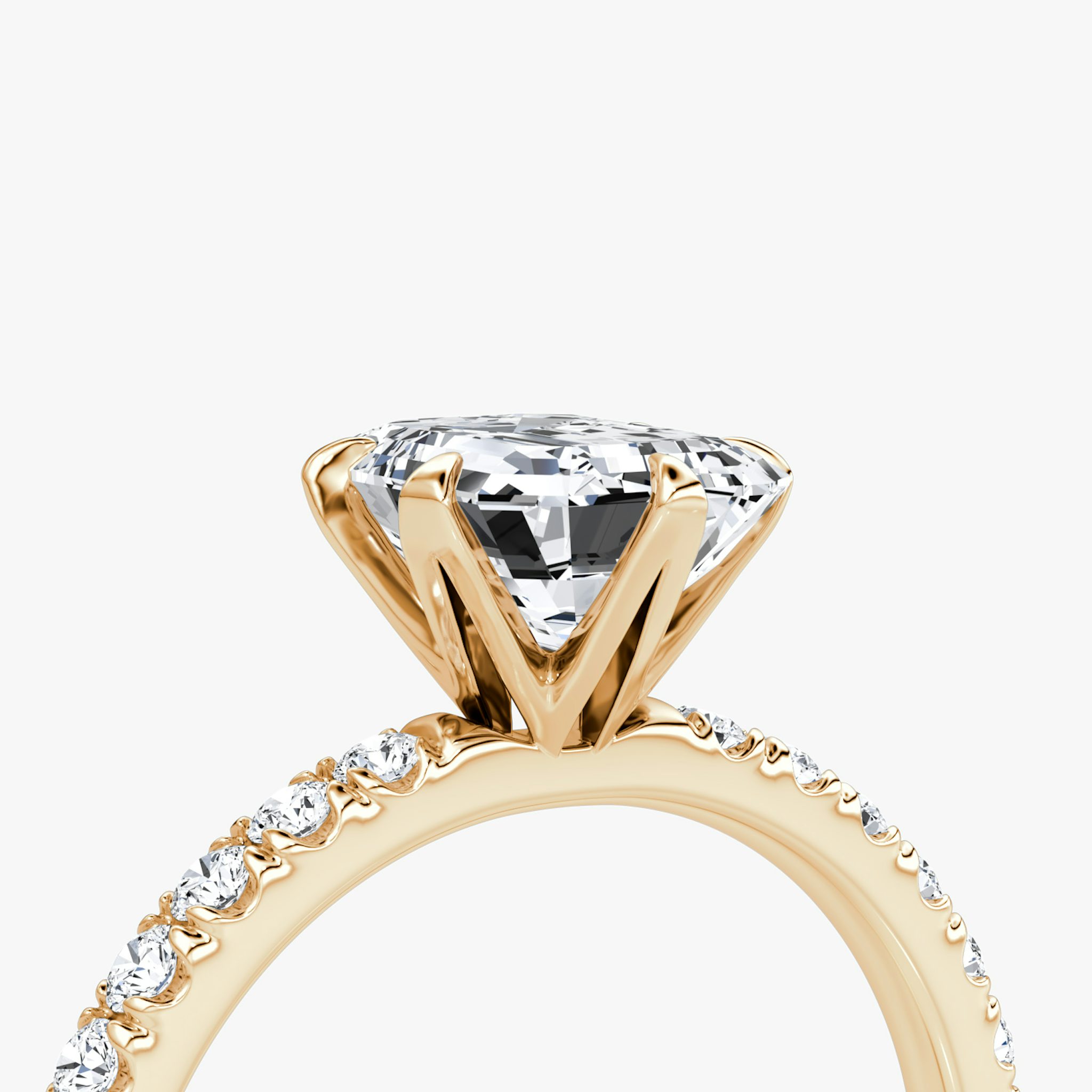 The V | Emerald | 14k | Rose Gold | bandAccent: Pavé | diamondOrientation: vertical | caratWeight: other