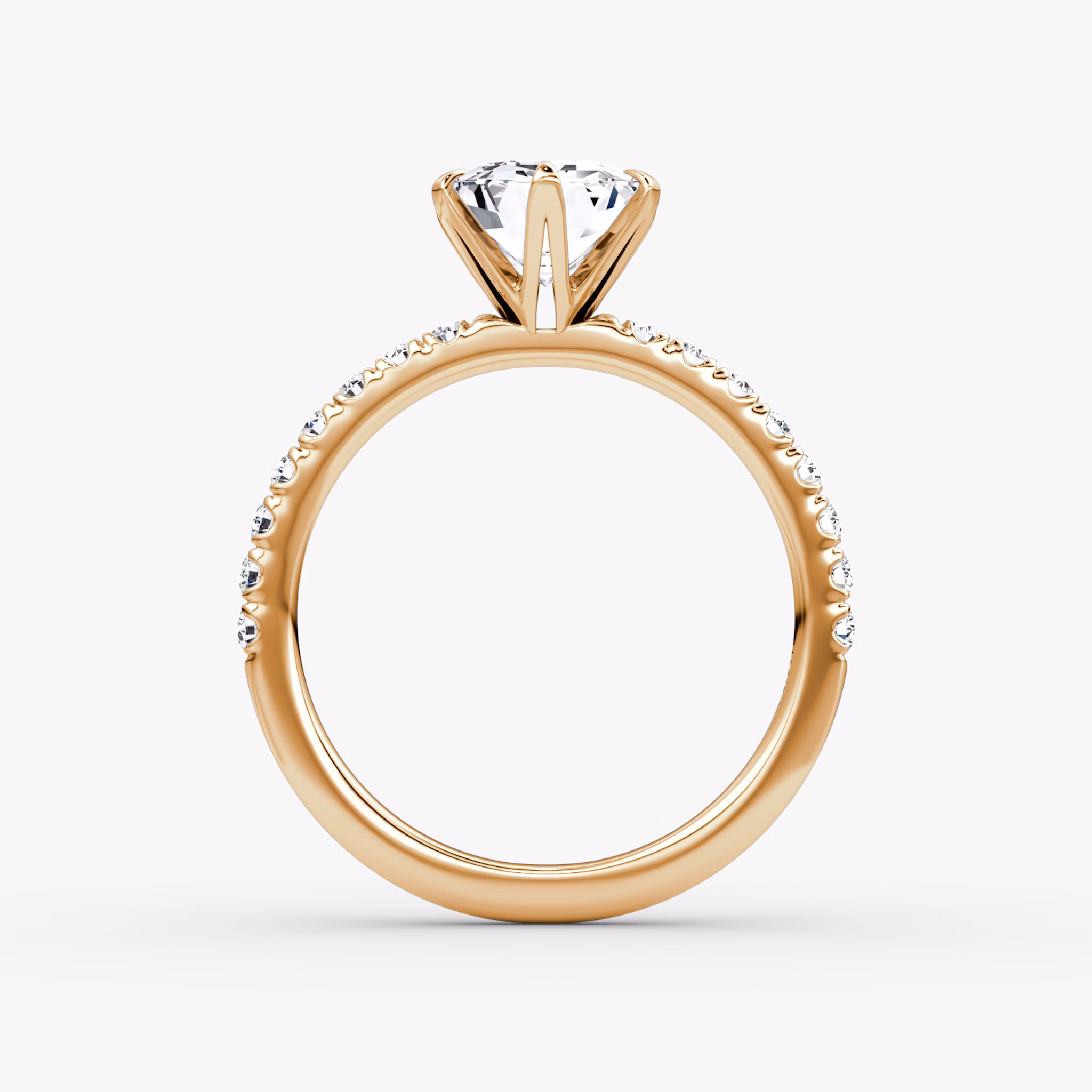 The V | Emerald | 14k | Rose Gold | bandAccent: Pavé | diamondOrientation: vertical | caratWeight: other