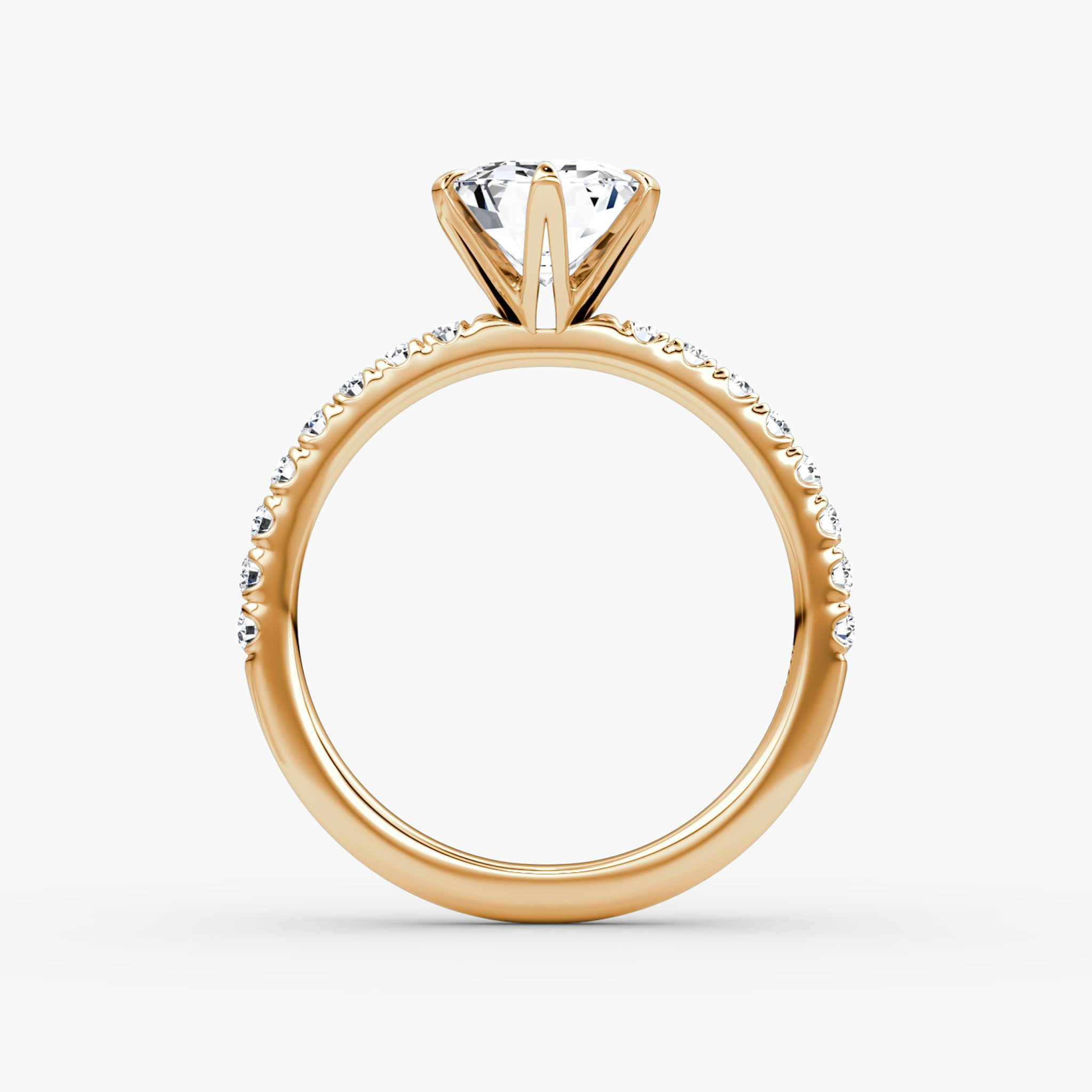 The V | Emerald | 14k | Rose Gold | bandAccent: Pavé | diamondOrientation: vertical | caratWeight: other
