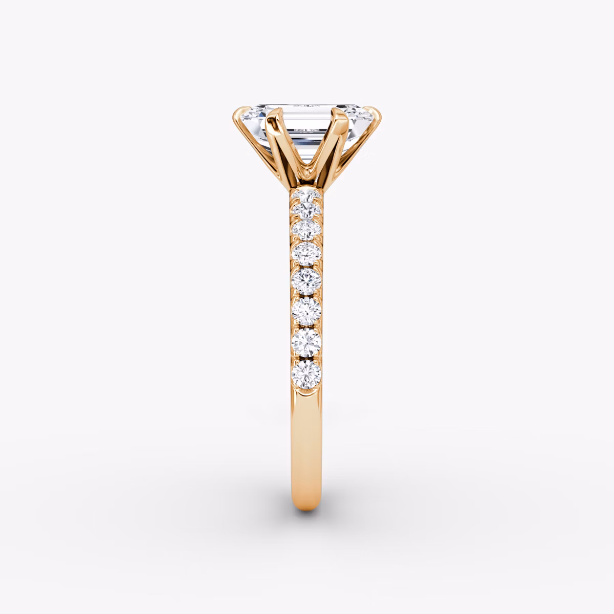 The V | Emerald | 14k | Rose Gold | bandAccent: Pavé | diamondOrientation: vertical | caratWeight: other