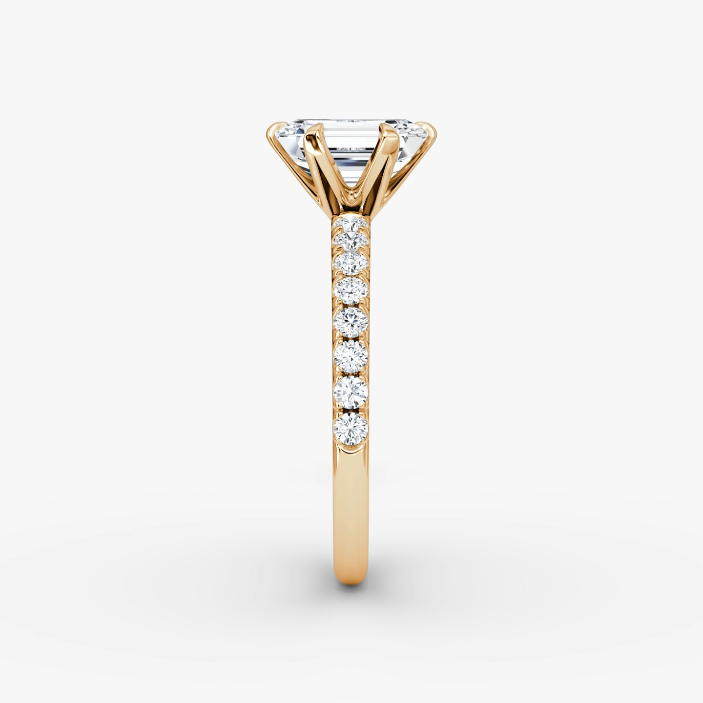 The V | Emerald | 14k | Rose Gold | bandAccent: Pavé | diamondOrientation: vertical | caratWeight: other
