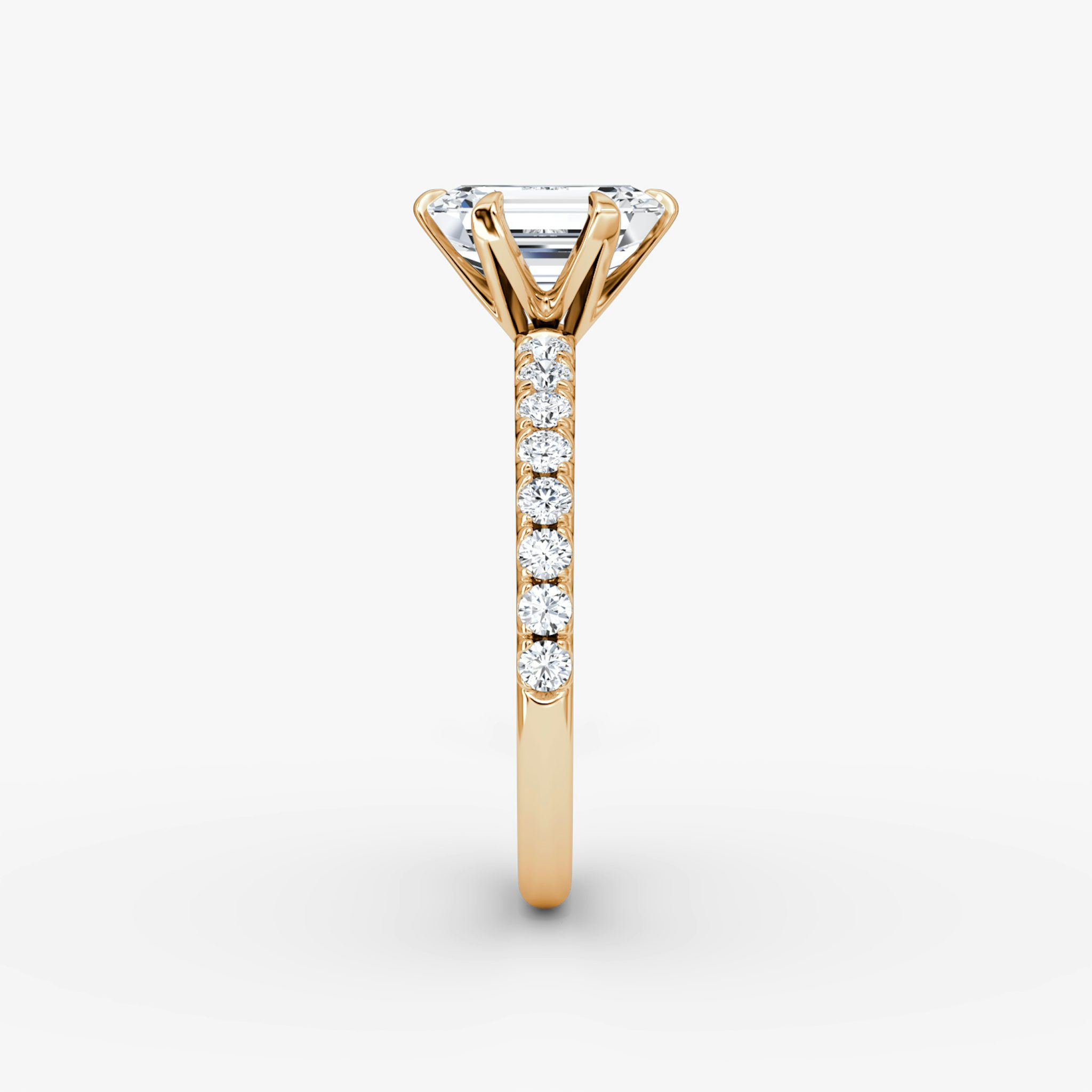 The V | Emerald | 14k | Rose Gold | bandAccent: Pavé | diamondOrientation: vertical | caratWeight: other