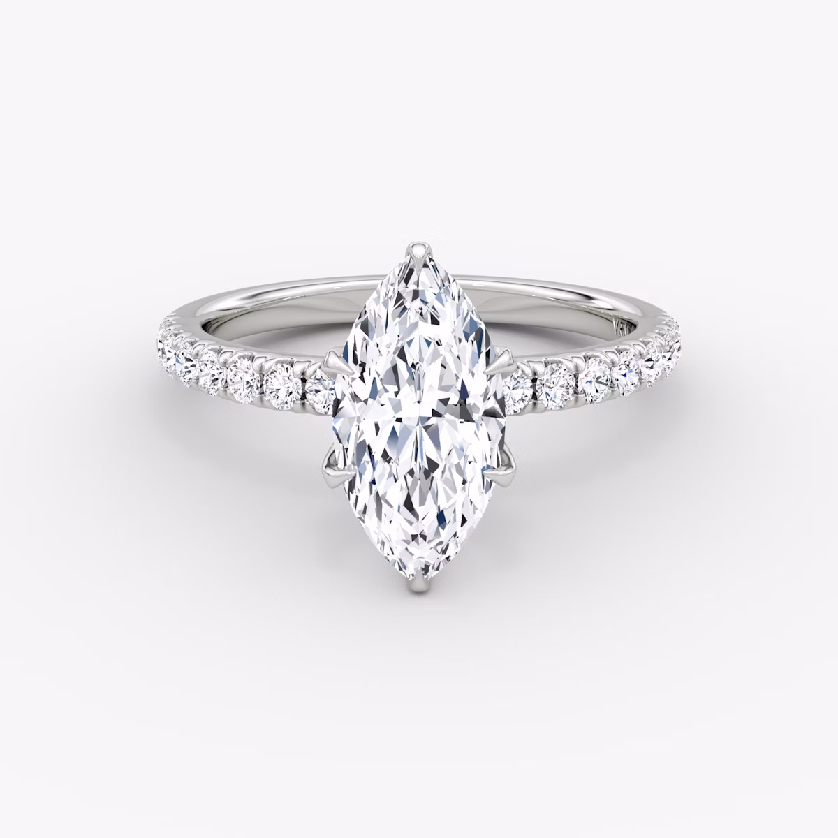 The V | Marquise | 18k | White Gold | bandAccent: Pavé | diamondOrientation: vertical | caratWeight: other