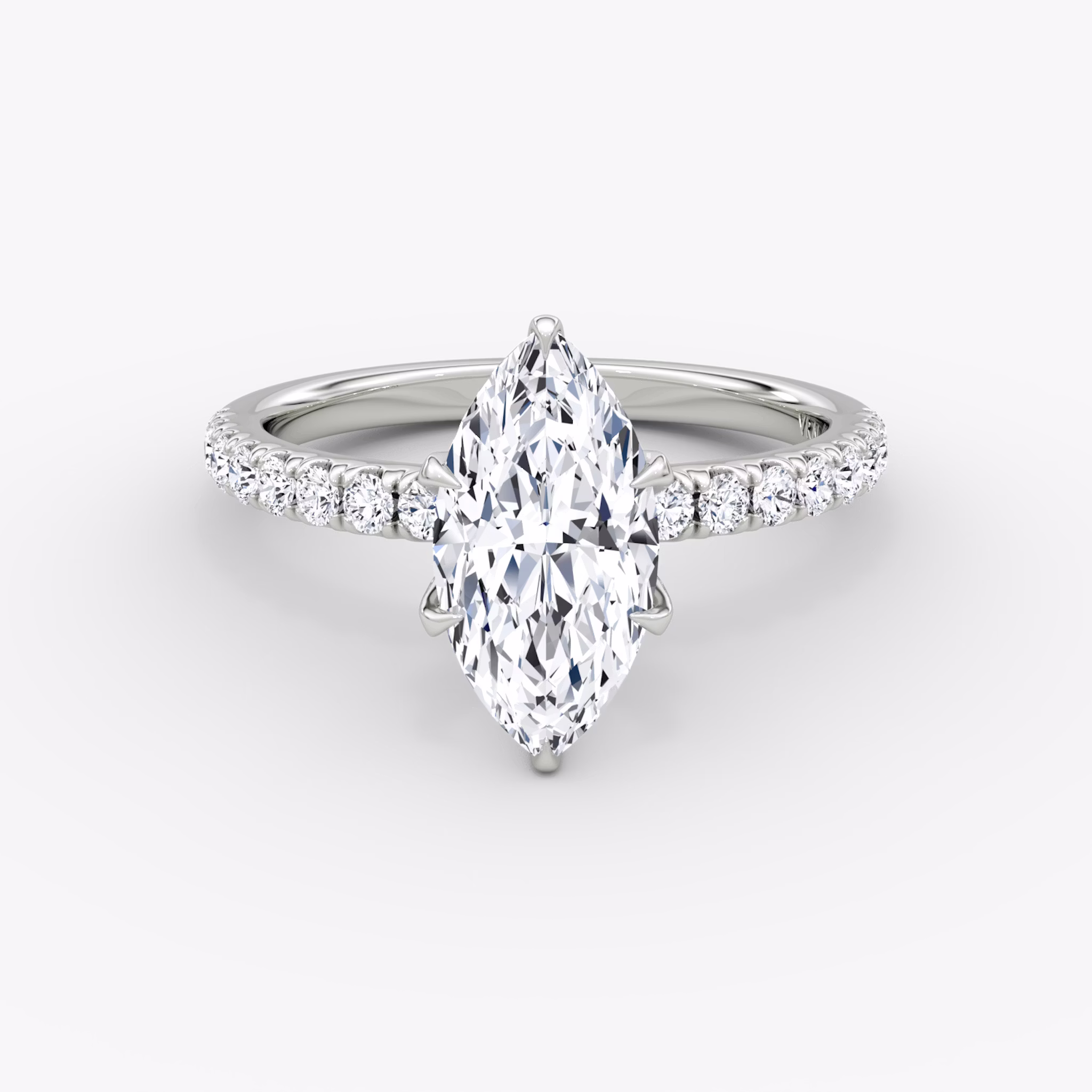 The V | Marquise | Platinum | bandAccent: Pavé | diamondOrientation: vertical | caratWeight: other